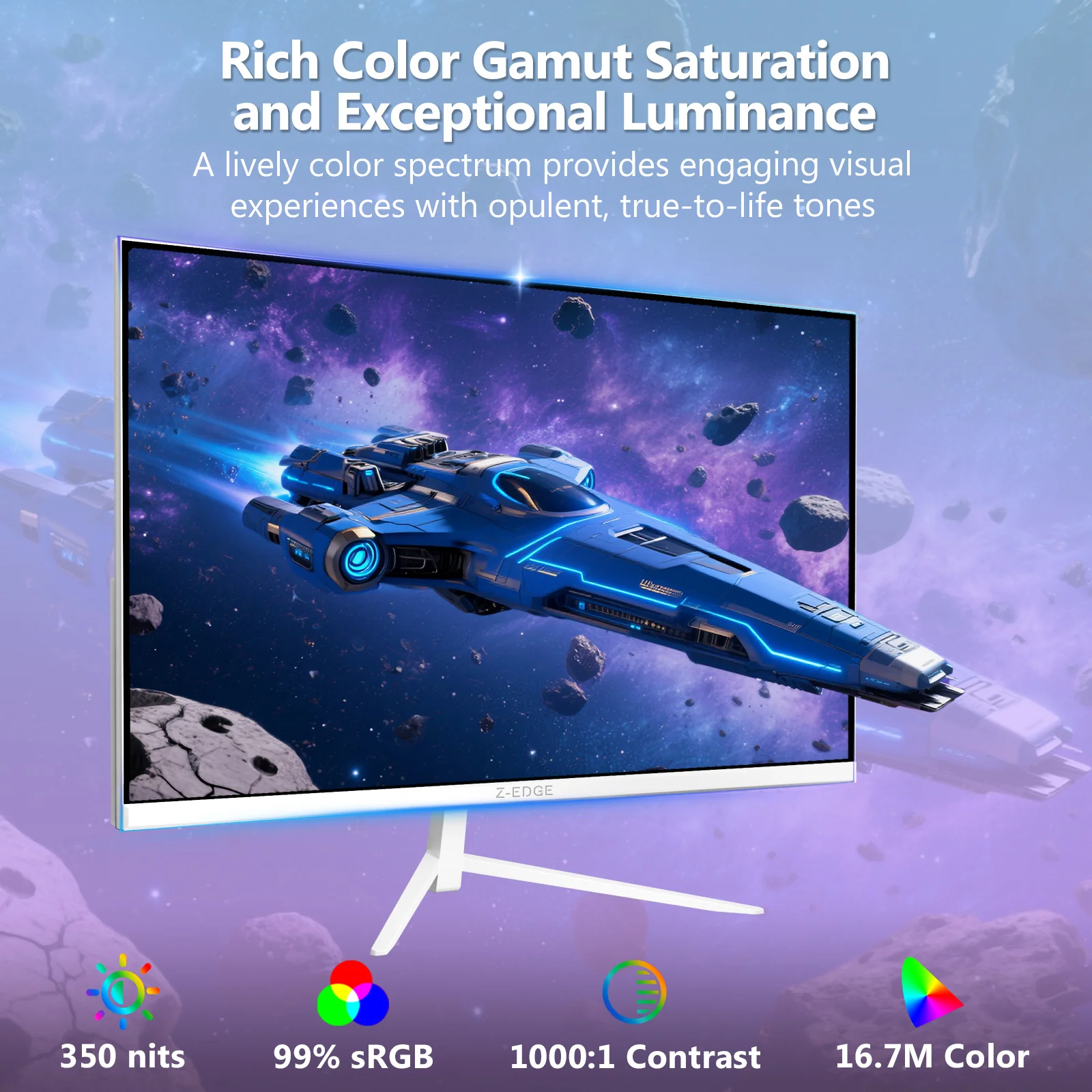 Z-EDGE 24" 240Hz IPS Gaming Monitor - White Monitor - Image 7