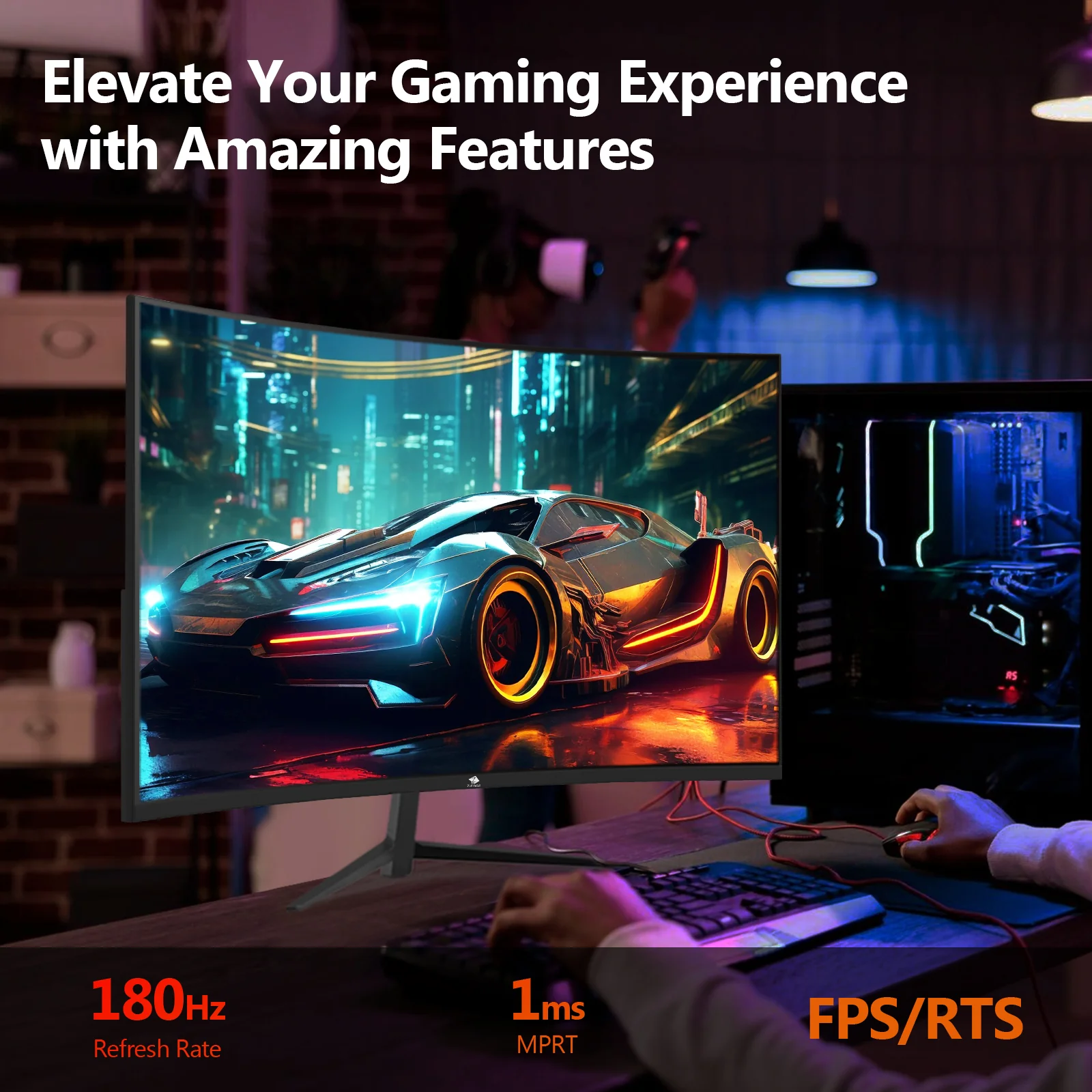 Z-EDGE 24" 1080P Full HD 200Hz 1ms Ultra Thin Frame Curved Gaming Monitor, HDMI, DP - Image 3