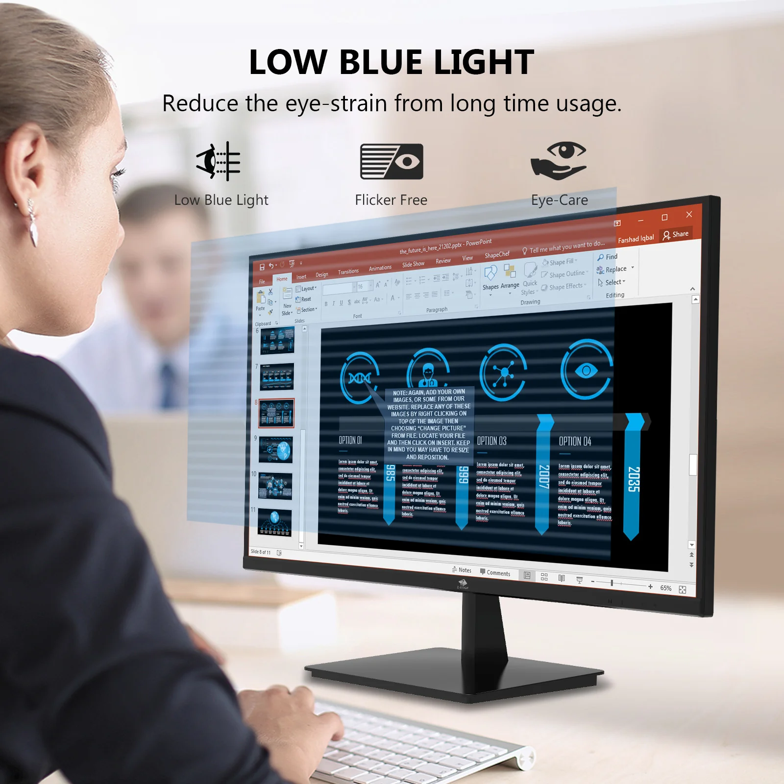24 inch Monitor, Z-Edge Computer Monitor, Full HD 1920 x 1080p IPS Display 100Hz PC Monitor with HDMI, VGA, Frameless, Anti-Glare Screen - Image 4