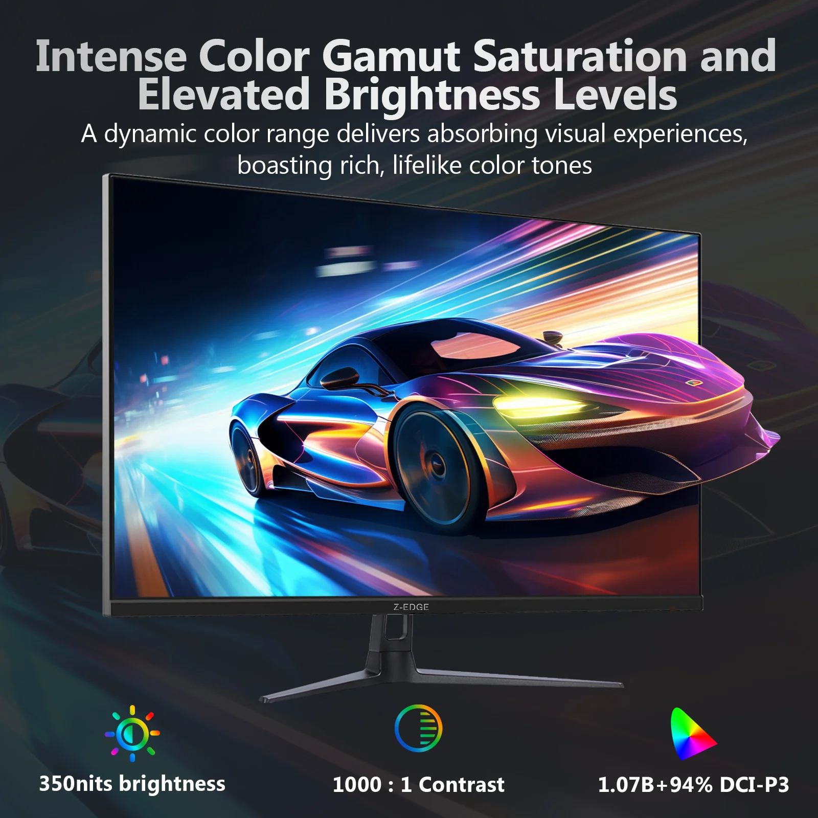 Z-EDGE 27 Inch 180Hz Curved Gaming Monitor, QHD 1440P Fast IPS Display, 1ms MPRT, AMD FreeSync, HDR Support, VESA Mount Compatible - Image 6