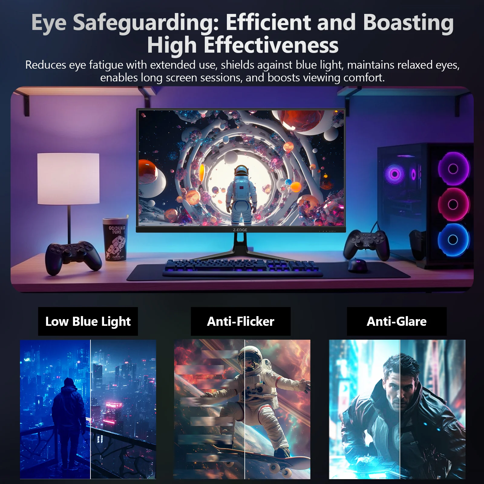 Z-EDGE 27 Inch 180Hz Curved Gaming Monitor, QHD 1440P Fast IPS Display, 1ms MPRT, AMD FreeSync, HDR Support, VESA Mount Compatible - Image 7