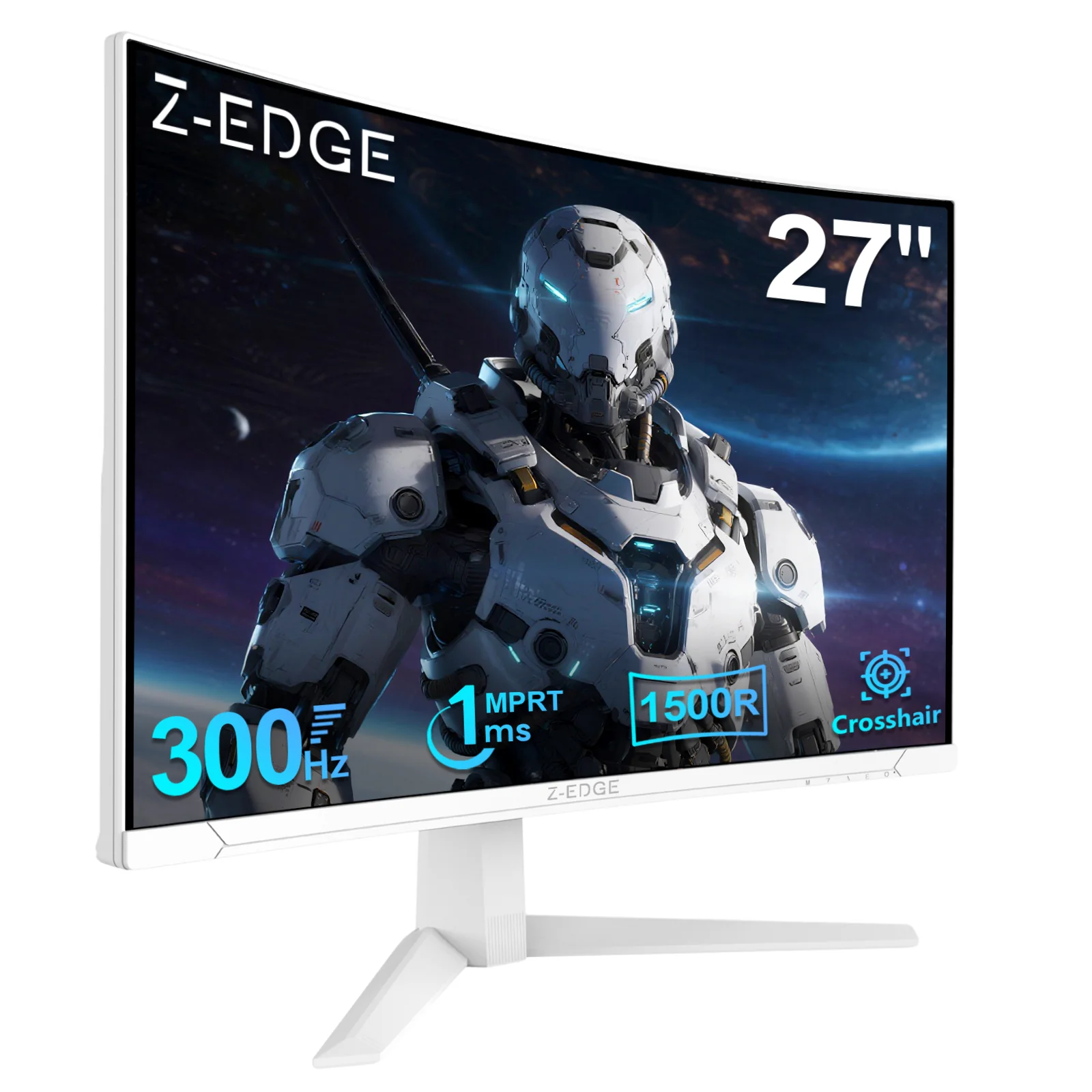 Z-EDGE UG27S White Monitor, 27" Curved Gaming Monitor 300Hz Monitor, 1ms 16:9 FHD 1080P Frameless Curved Monitor, UG27S Eye Care, 2×DP, 2×HDMI - Image 2