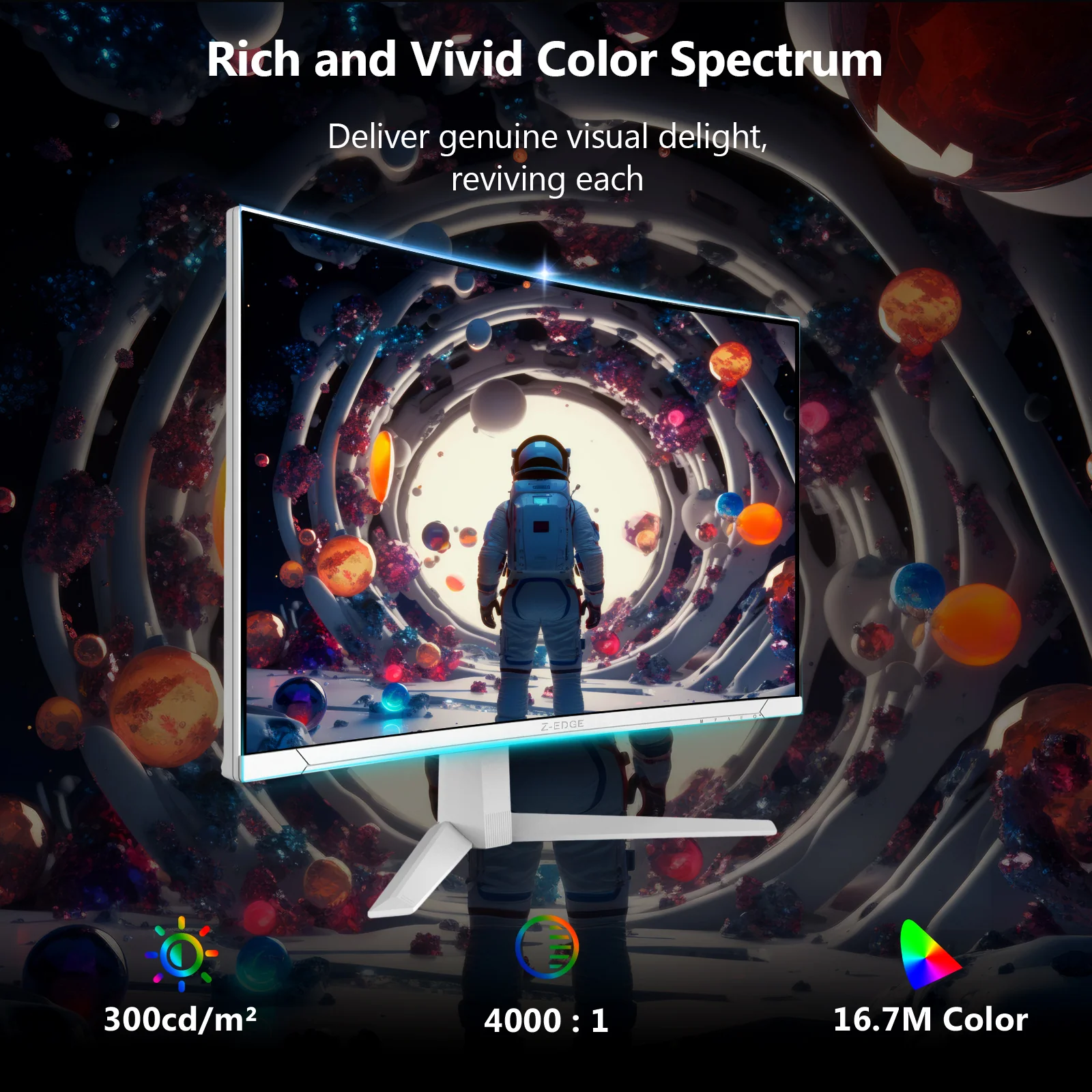 Z-EDGE UG27S 27" 300Hz Cuved Gaming White Monitor - Image 4
