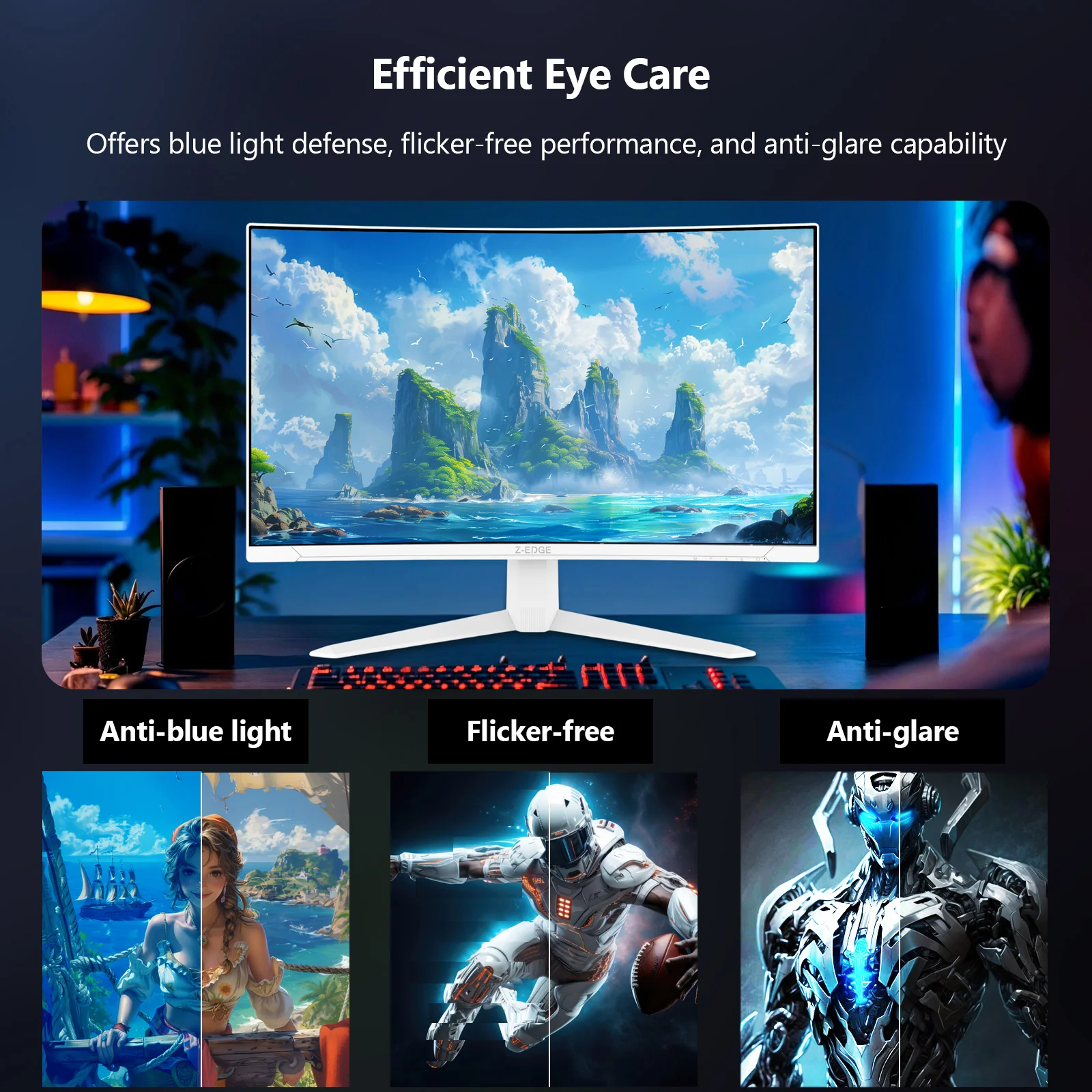 Z-EDGE UG27S 27" 300Hz Cuved Gaming White Monitor - Image 7