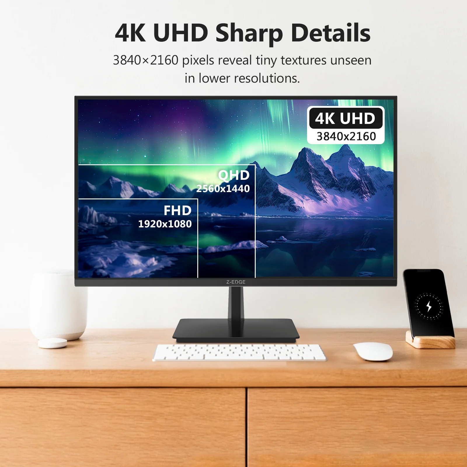 U27P4K 27" 4K IPS Monitor UHD 60Hz Eye-Care Tech Support Universal mount - Image 3