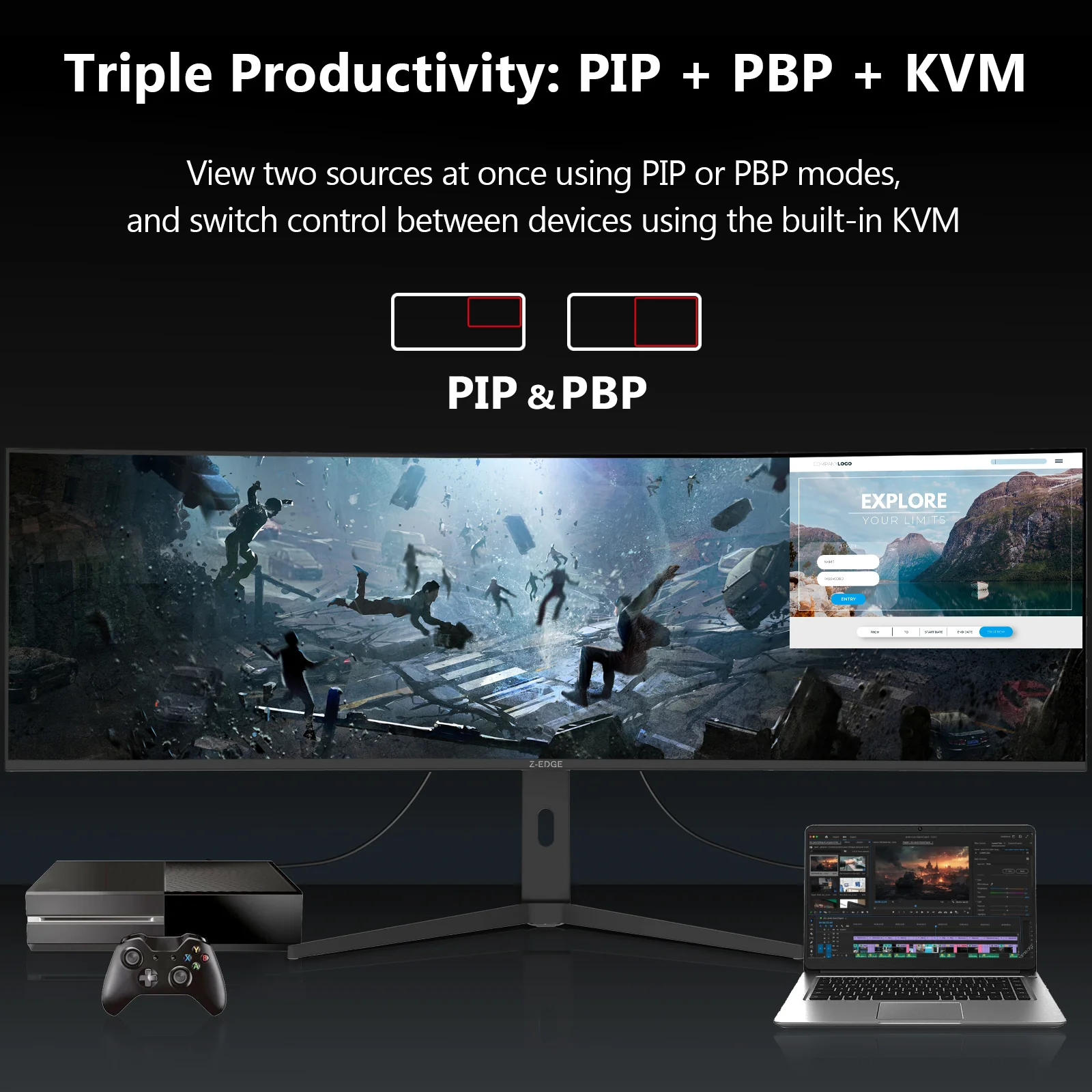 Z-EDGE UG49W 49" 144Hz 32:9 DQHD IPS Curved Gaming Monitor, 5120x1440 Dual QHD, IPS Panel - Image 6