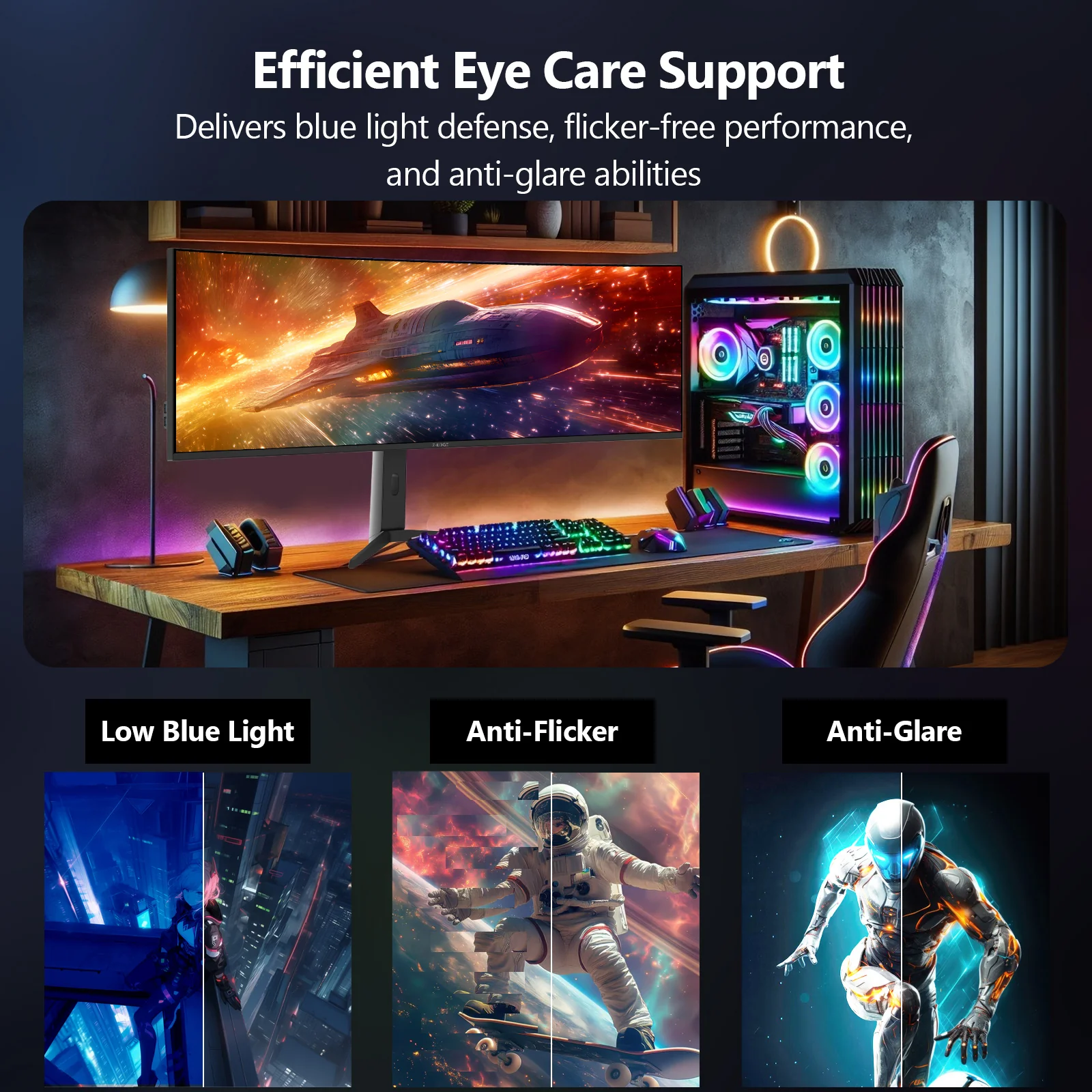 Z-EDGE UG49W 49" 144Hz 32:9 DQHD IPS Curved Gaming Monitor, 5120x1440 Dual QHD, IPS Panel - Image 9