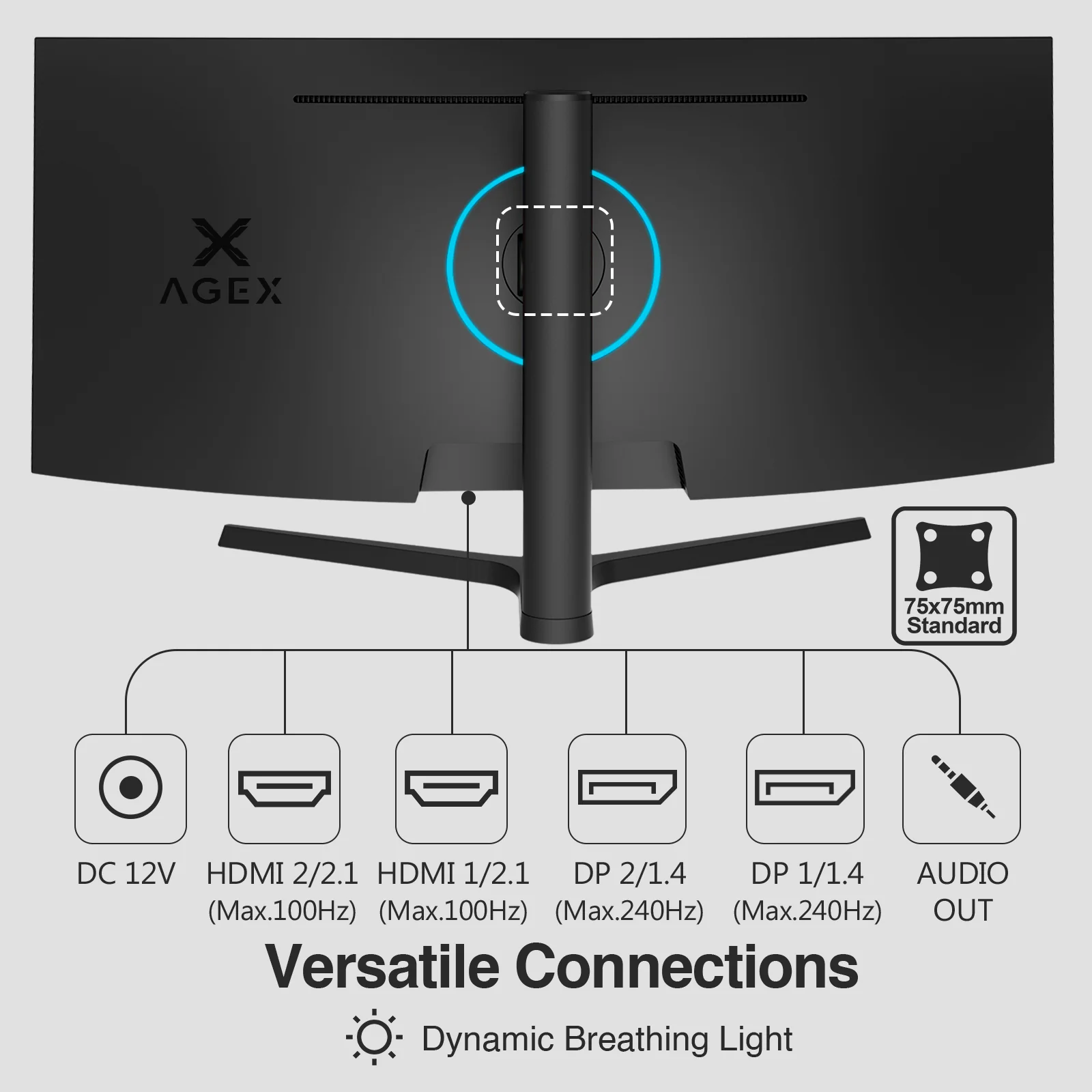 Z-EDGE AGEX AG34P 34" 240Hz Ultrawide Curved Gaming Monitor, UWQHD 3440x1440, HDMI 2.1 & DP 1.4 - Image 7
