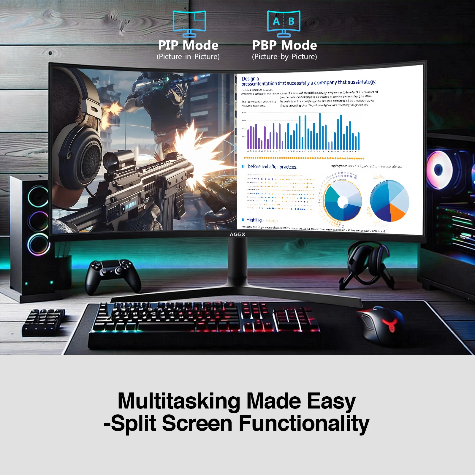 Z-EDGE AGEX AG34P 34" 240Hz Ultrawide Curved Gaming Monitor, UWQHD 3440x1440, HDMI 2.1 & DP 1.4 - Image 8