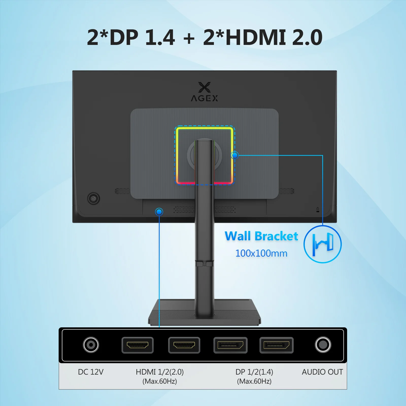 AGEX A27I4K 27inch 4K UHD 3840x2160 60Hz PC Monitor, LED IPS 2xDP 2xHDMI Ratio 16:9 FreeSync HDR Brightness 400cd/m² Gaming Screen VESA 100x100mm - Image 8