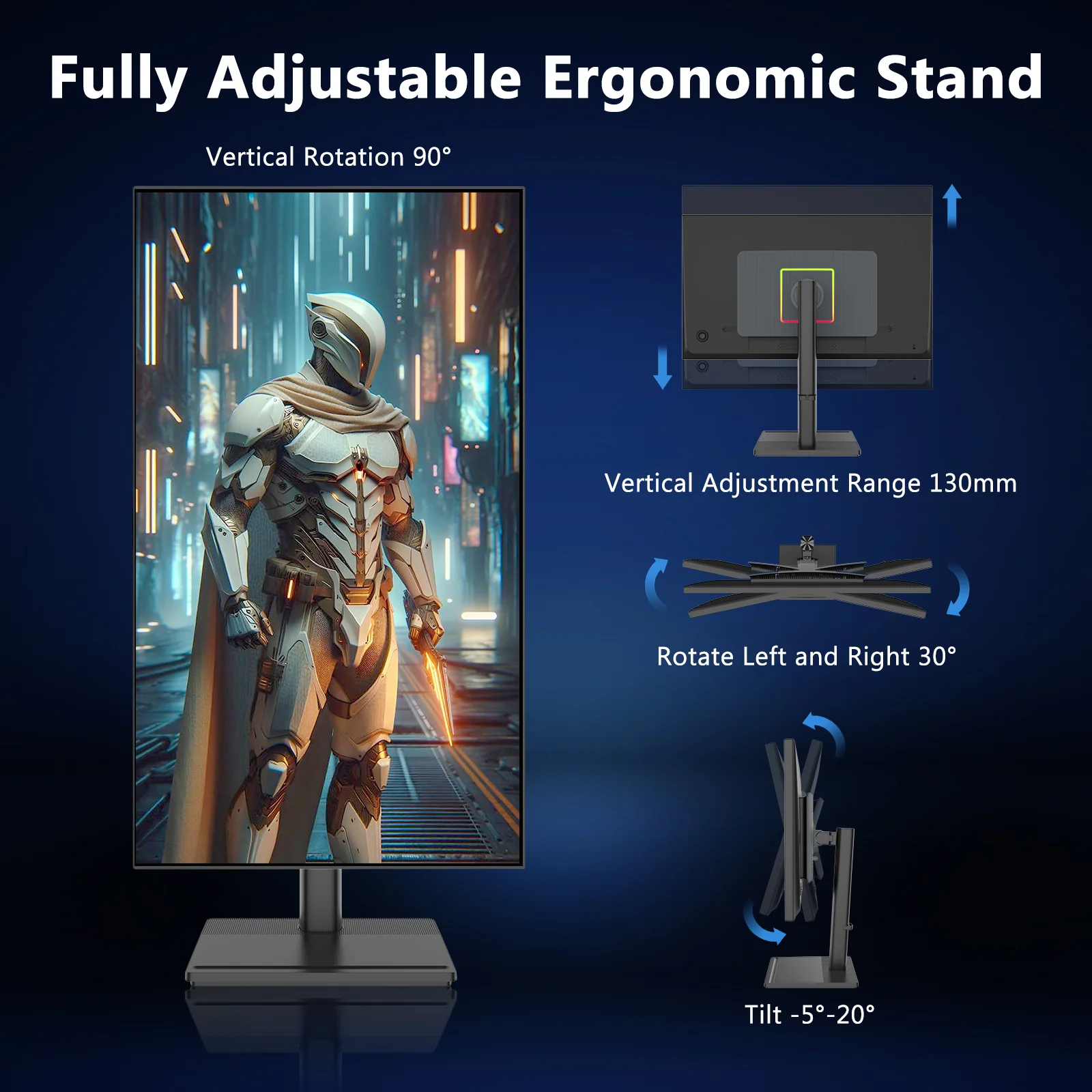 AGEX A27Q 27" 144Hz 2K QHD 2560x1440 Fast IPS 1ms Response Time LED Gaming Monitor, DP & HDMI ports PC Screen 1.07B Color 100% SRGB VESA 100x100mm - Image 5