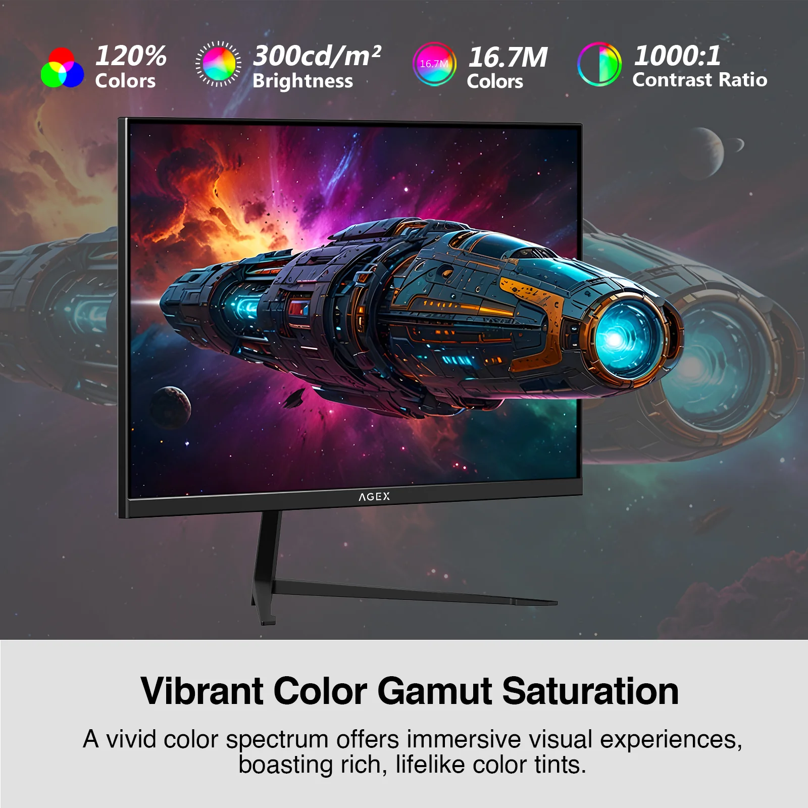 AGEX AG25S 24.5" 400Hz IPS LED GAMING MONITOR, 1080P 1ms HDR FreeSync 2xHDMI & DP Ports PC Screen - Image 4