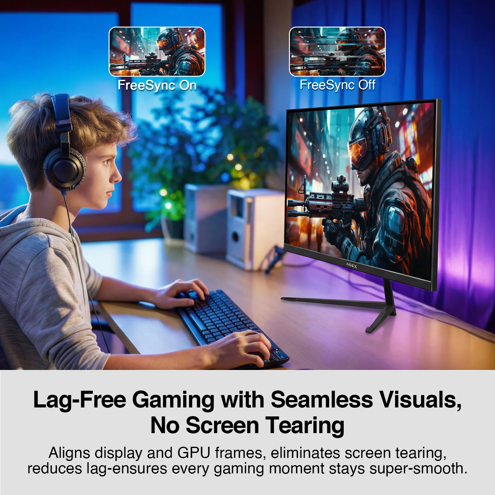 AGEX AG25S 24.5" 400Hz IPS LED GAMING MONITOR, 1080P 1ms HDR FreeSync 2xHDMI & DP Ports PC Screen - Image 6