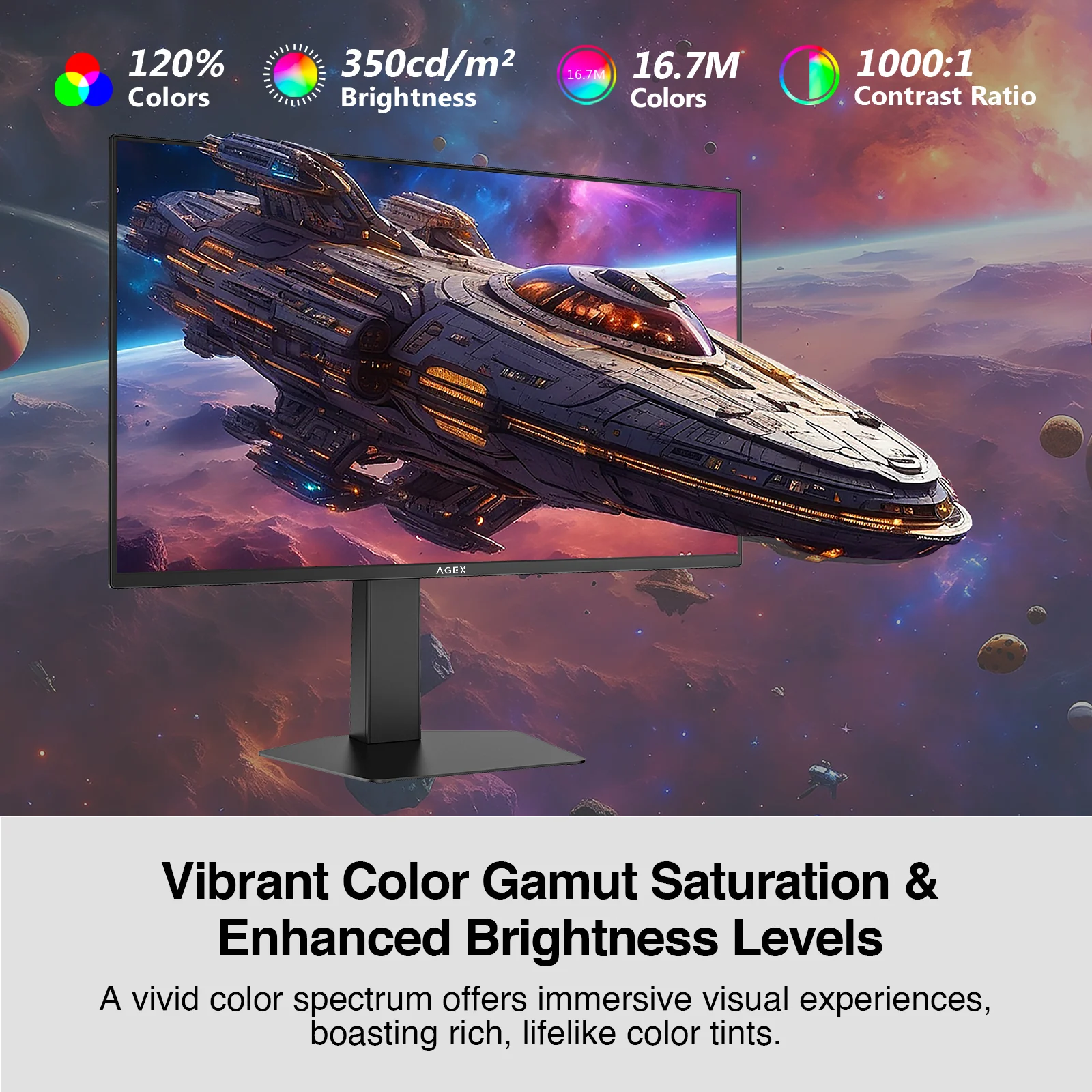 AGEX AG27QS 27" 275Hz 2K IPS LED Gaming Monitor, QHD 2560x1440 HDR FreeSync Support VESA Mount - Image 4