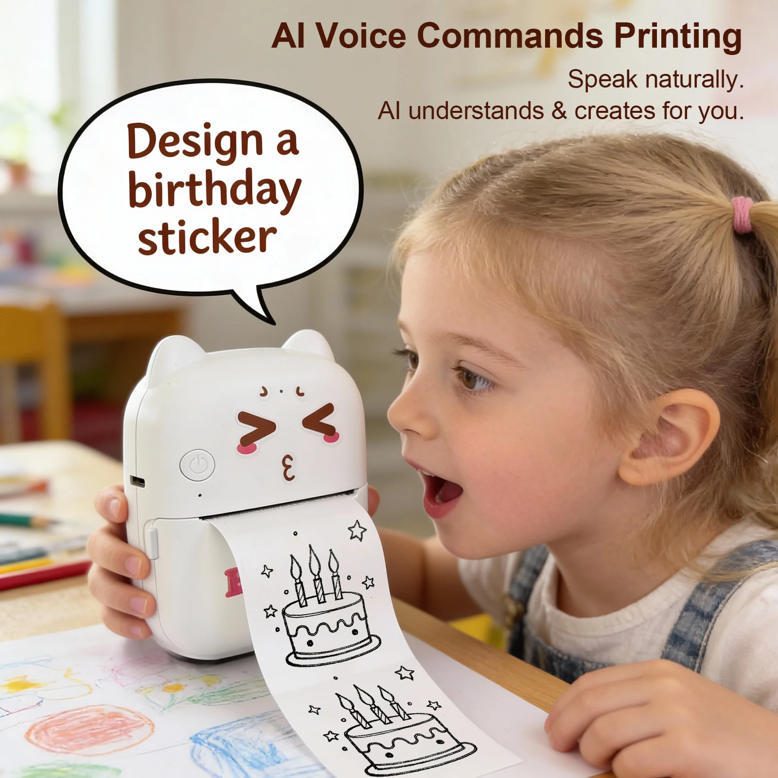 AI Mini Printer Sticker Print Portable Thermal Inkless Maker Bluetooth Pocket Instant Printing for School Office Home for Study Note,Journal,DIY,Gift - Image 3