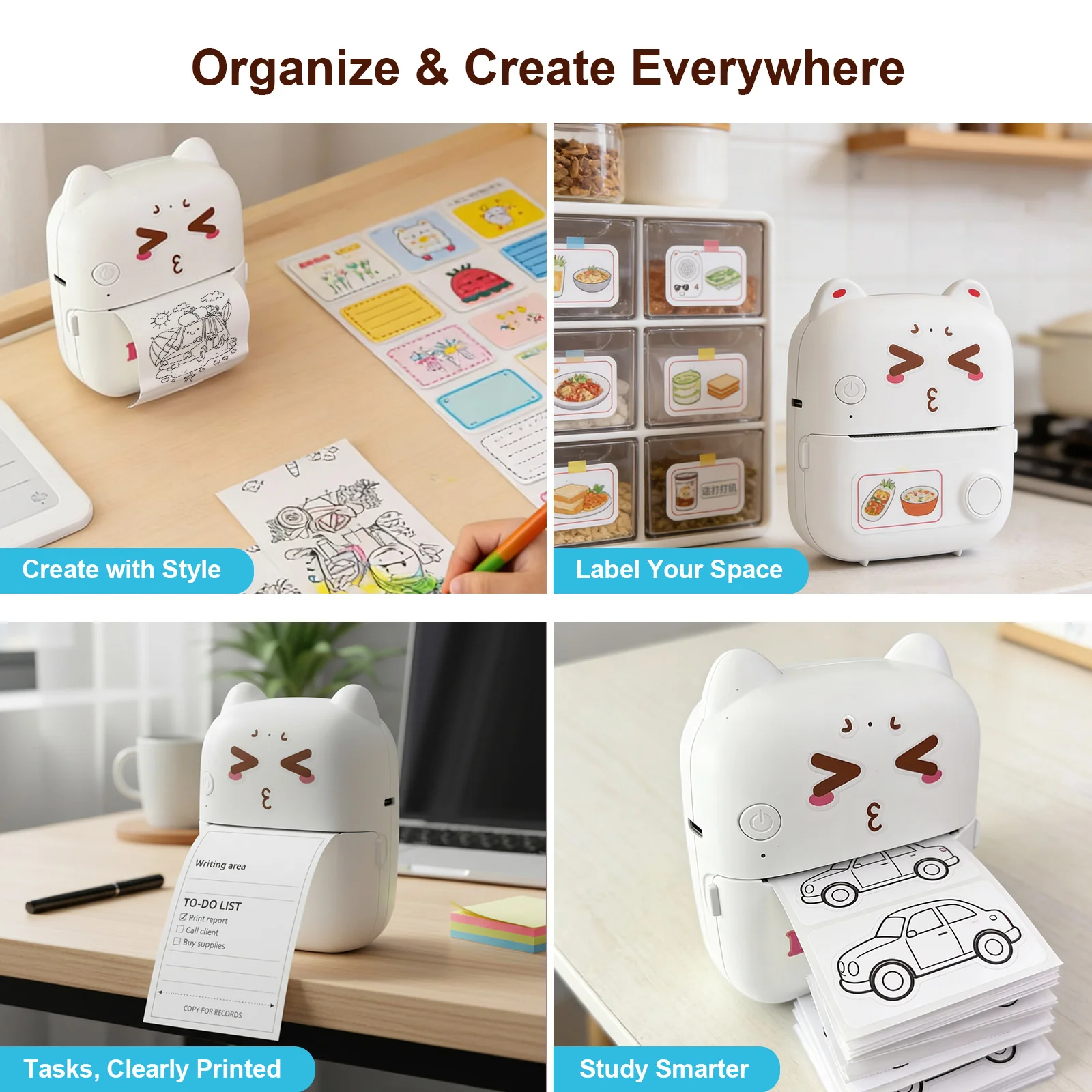 AI Mini Printer Sticker Print Portable Thermal Inkless Maker Bluetooth Pocket Instant Printing for School Office Home for Study Note,Journal,DIY,Gift - Image 6