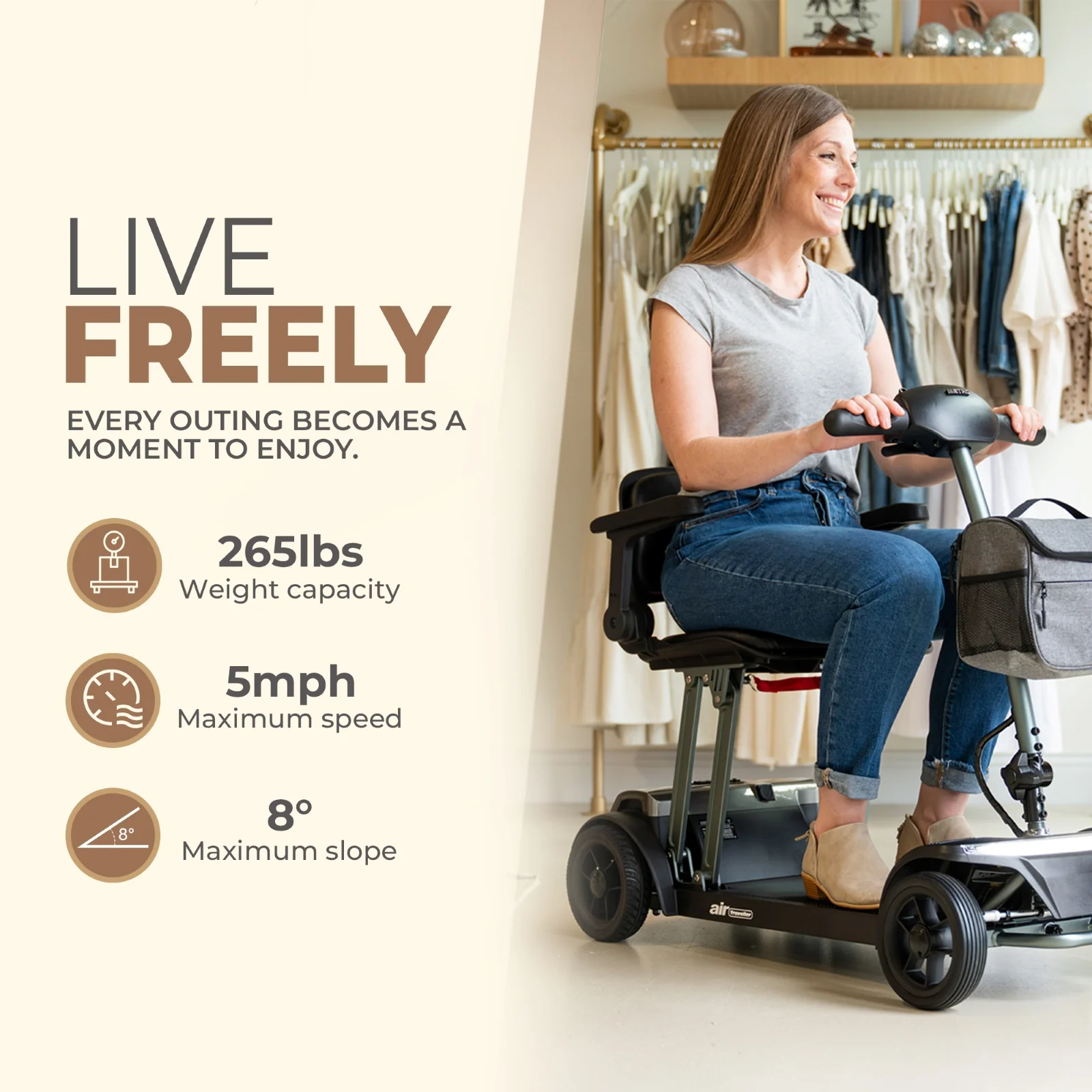 Metro Mobility Powered Scooters, 4 Wheel for Adults Seniors, 265 lbs Capacity Folding Lightweight, 10 Miles Long Travel Range, Air-line Approved Electric Wheelchair with USB Charger Port Black - Image 11