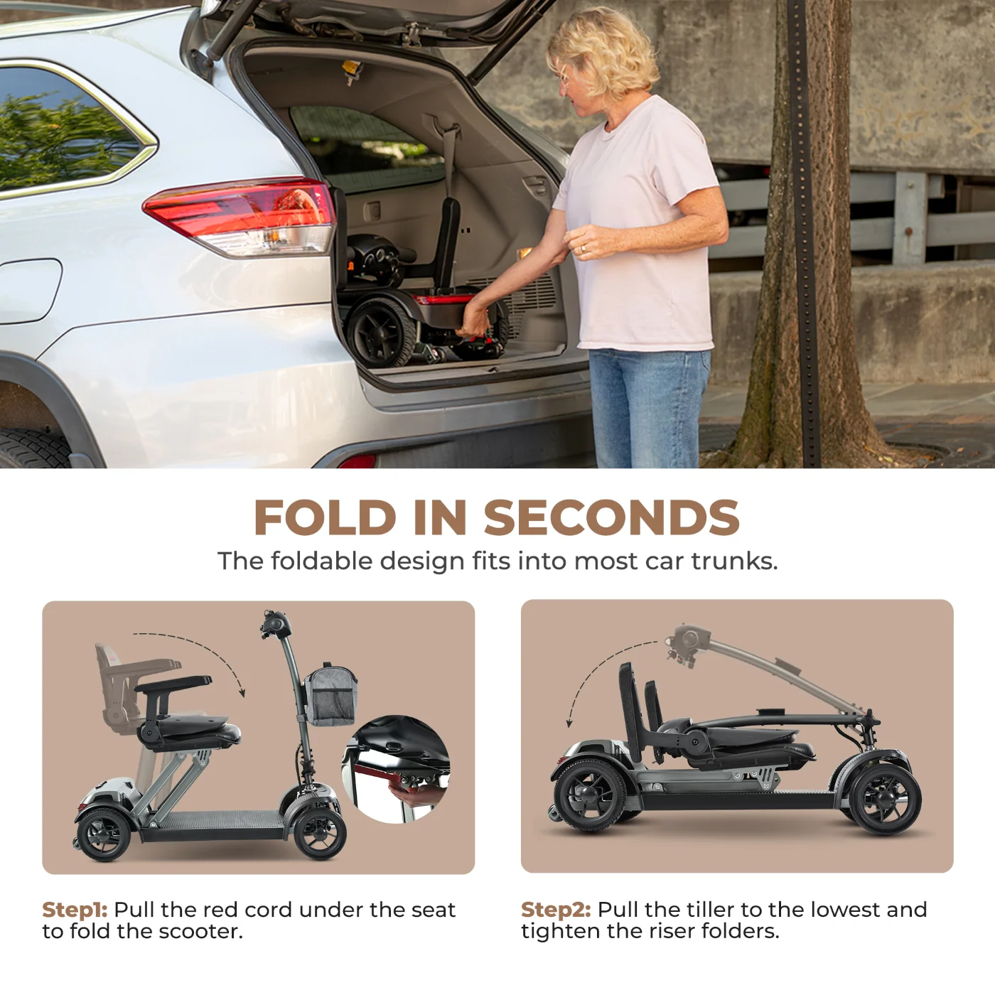 Metro Mobility Powered Scooters, 4 Wheel for Adults Seniors, 265 lbs Capacity Folding Lightweight, 10 Miles Long Travel Range, Air-line Approved Electric Wheelchair with USB Charger Port Black - Image 12