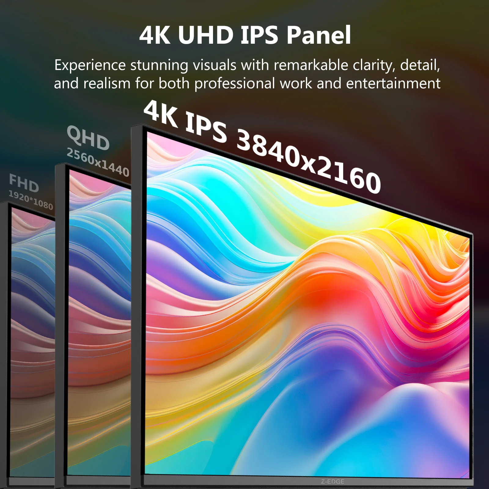 Z-EDGE G274K 27" 160Hz 4K IPS Gaming Monitor, UHD(3840x2160) 160Hz 1ms lPS Gaming Monitor, 1.07 Bilion color, 450cd/m?, Freesync, HDMl x2, DisplayPort x2 - Image 2