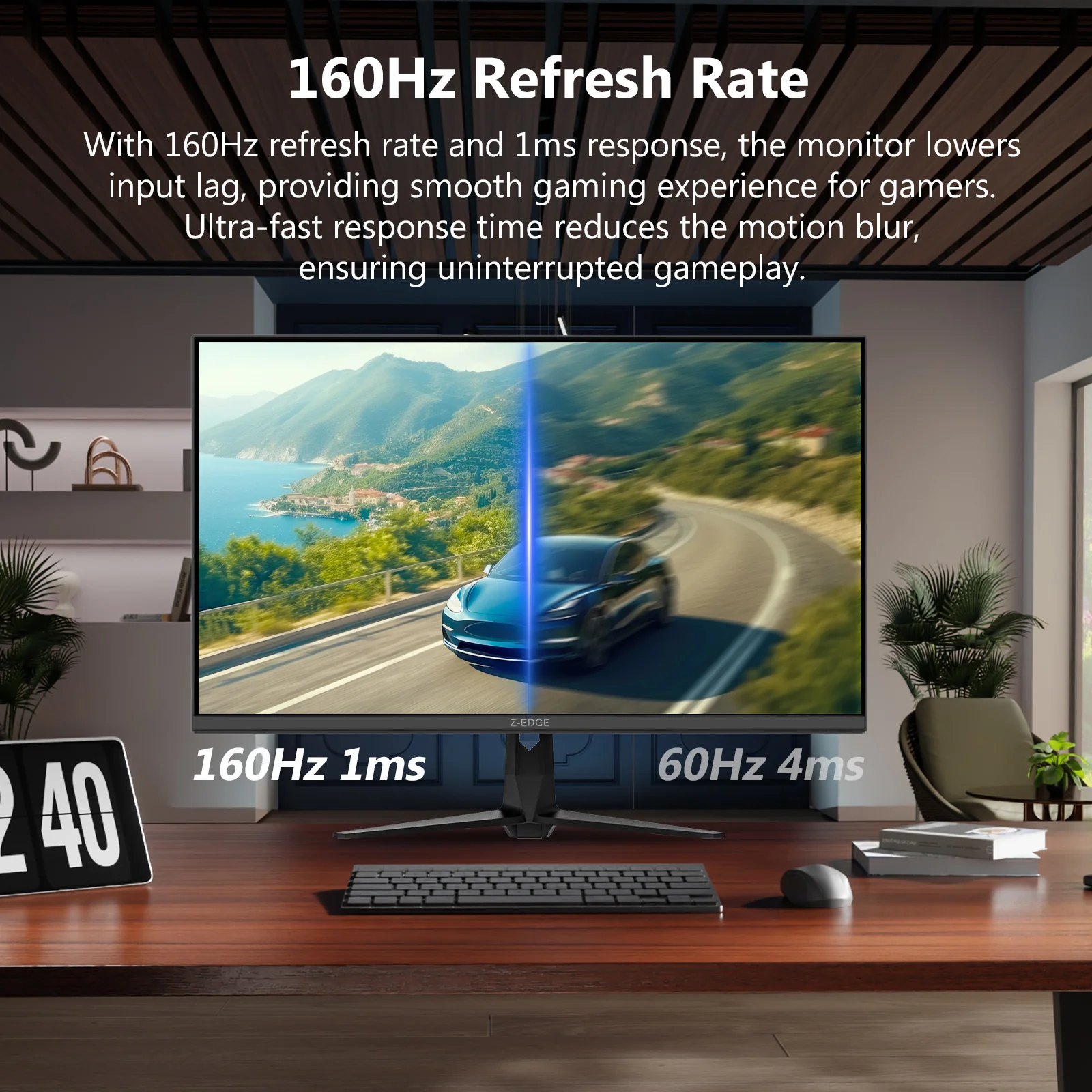 Z-EDGE G274K 27" 160Hz 4K IPS Gaming Monitor, UHD(3840x2160) 160Hz 1ms lPS Gaming Monitor, 1.07 Bilion color, 450cd/m?, Freesync, HDMl x2, DisplayPort x2 - Image 3