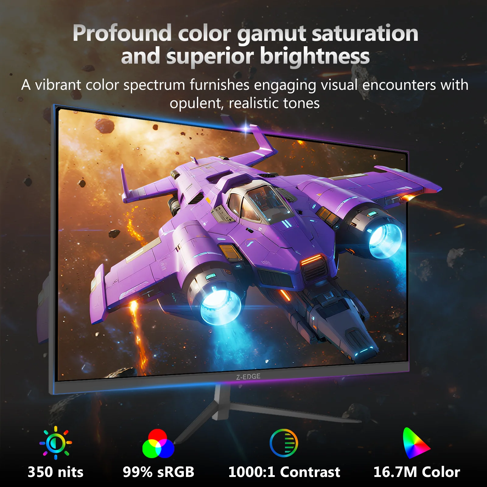 Z-EDGE 24" 240Hz IPS Gaming Monitor, FHD 1920x1080 FreeSync - Image 7