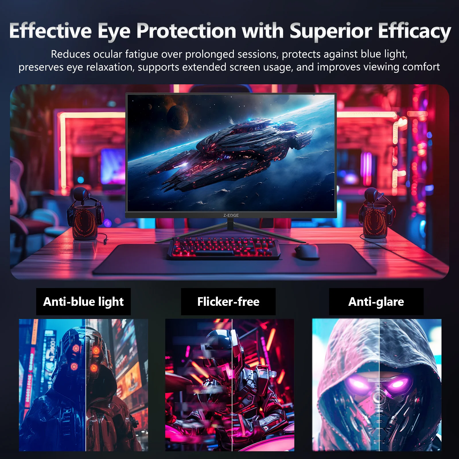 Z-EDGE 24" 240Hz IPS Gaming Monitor, FHD 1920x1080 FreeSync - Image 8