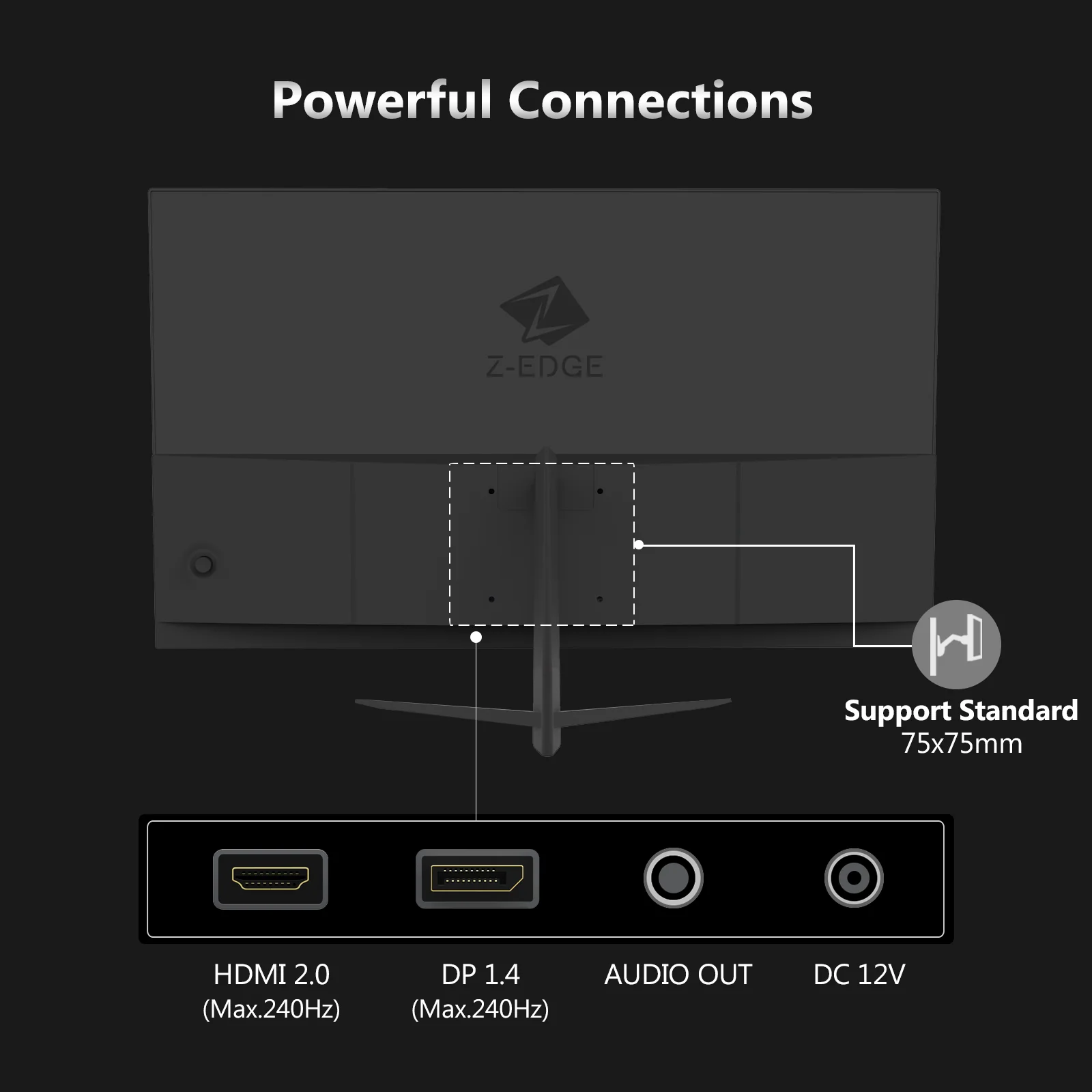 Z-EDGE 24" 240Hz IPS Gaming Monitor, FHD 1920x1080 FreeSync - Image 9