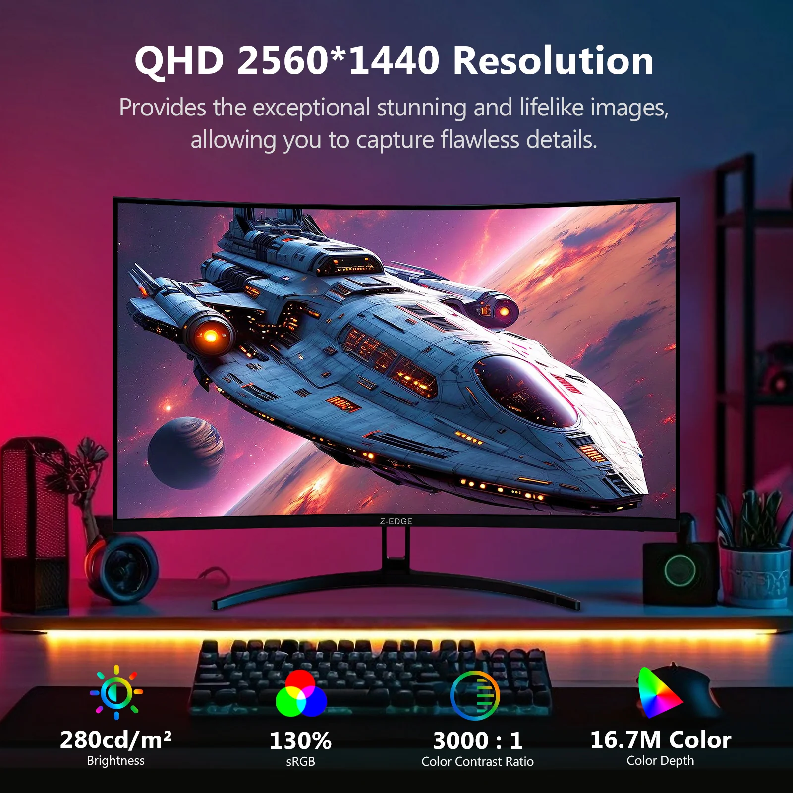 Z-EDGE UG32 32" QHD Curved Gaming Monitor - Image 4