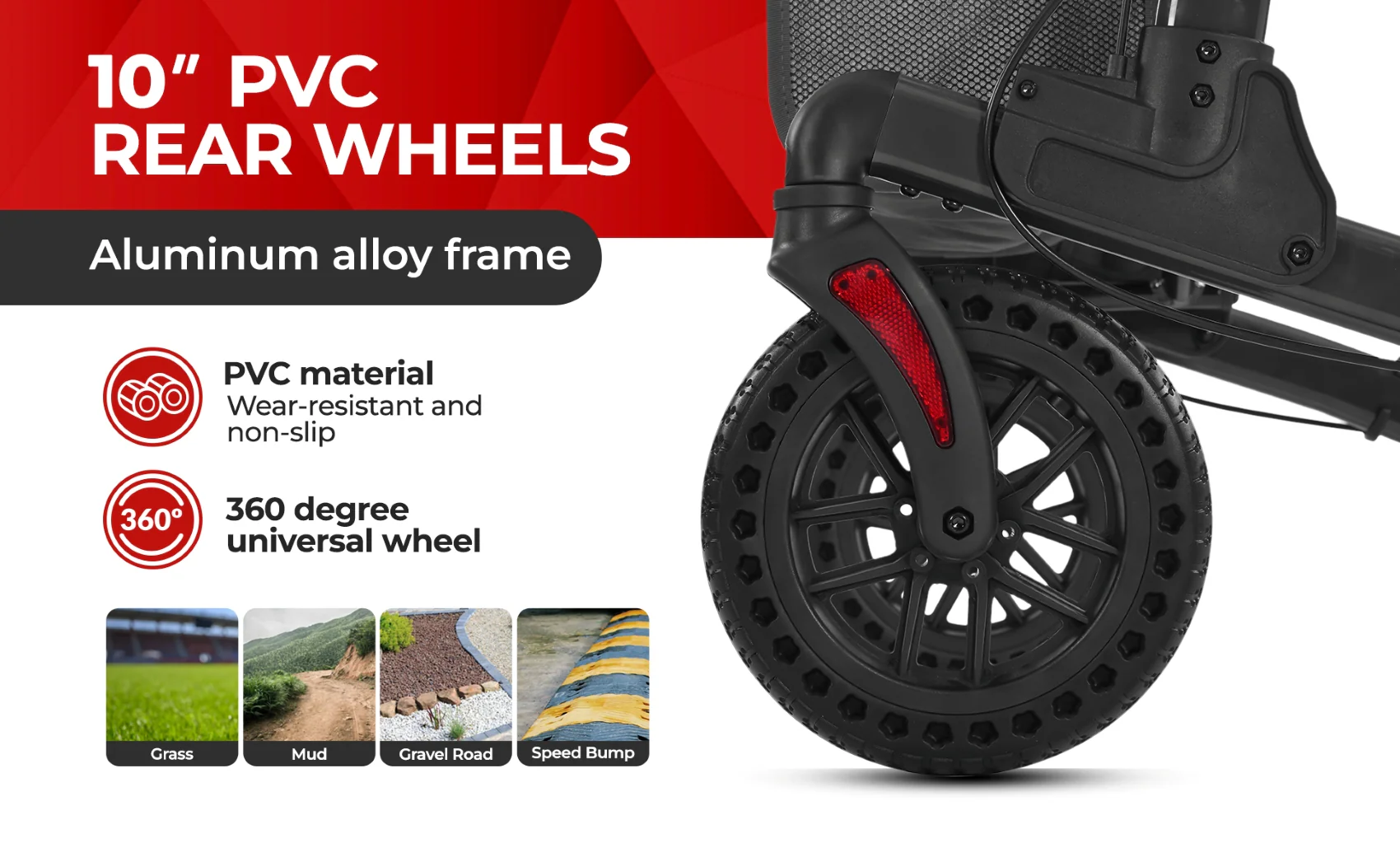 Metro Mobility M905BU Rollator Walker with Seat for Seniors, 10" Big Front Shock-Absorbing Wheels for All Terrain, 300 lb. Weight Capacity, Black - Image 4