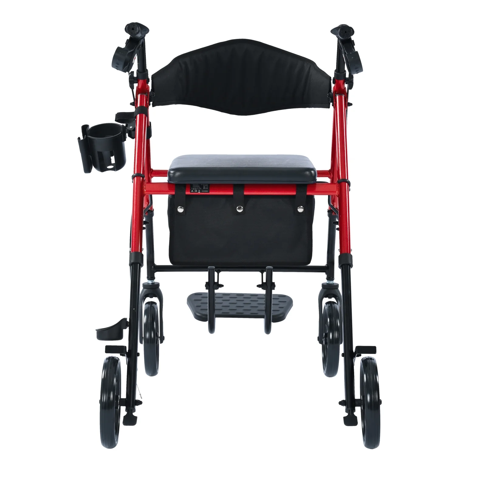 Metro Mobility M913P 2 in 1 Rollator Walker & Transport Wheelchair for Seniors, 8" Big Wheels with Seat for All Terrain, 300 lb. Weight Capacity, Red - Image 10
