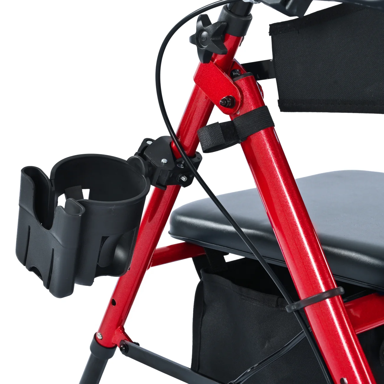 Metro Mobility M913P 2 in 1 Rollator Walker & Transport Wheelchair for Seniors, 8" Big Wheels with Seat for All Terrain, 300 lb. Weight Capacity, Red - Image 8