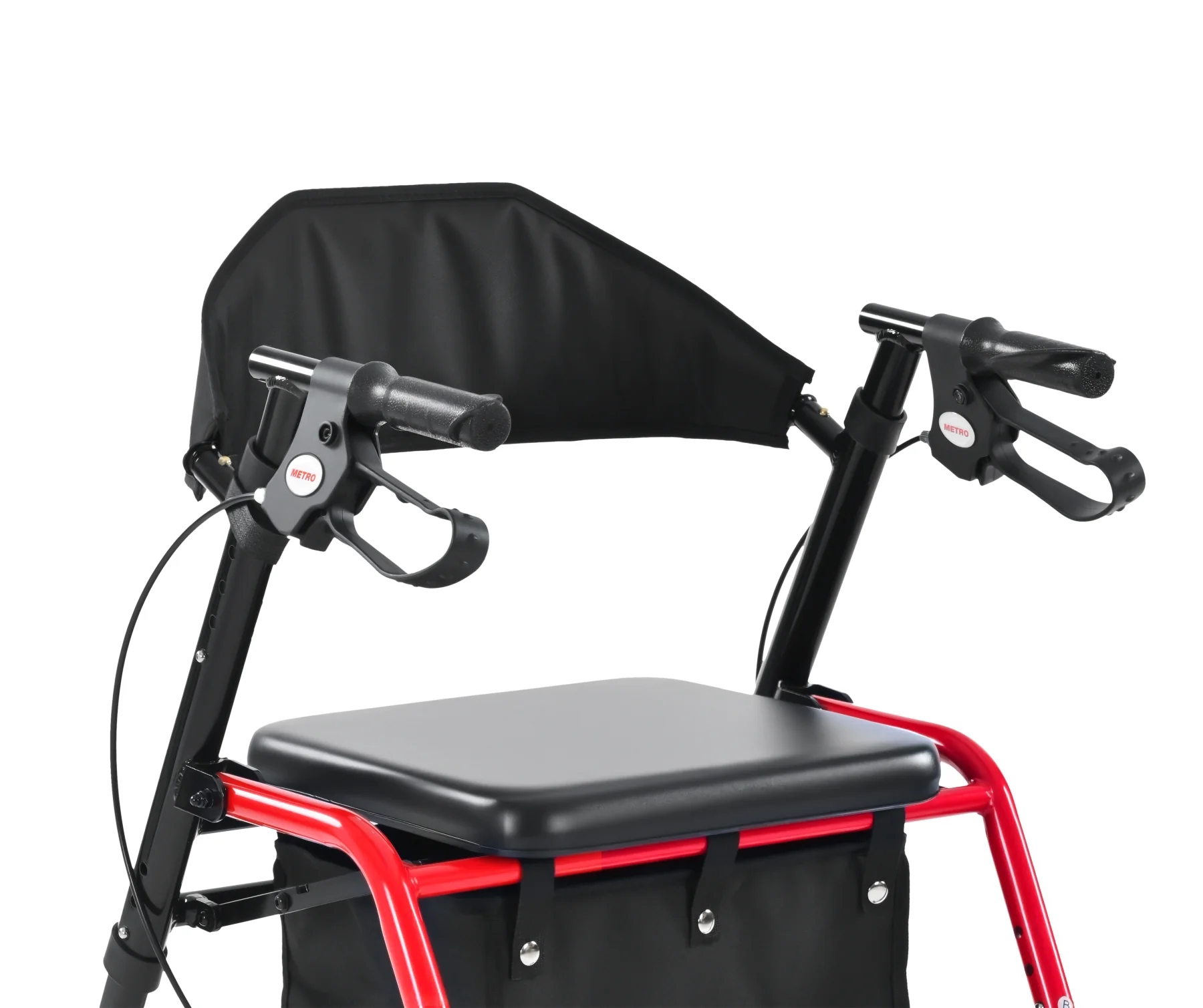 Metro Mobility M934 8" Big Wheels Rollator Walker with Seat for Seniors, Foldable Lightweight Rolling Walker for All Terrain, 300 lb. Weight Capacity, Red - Image 7