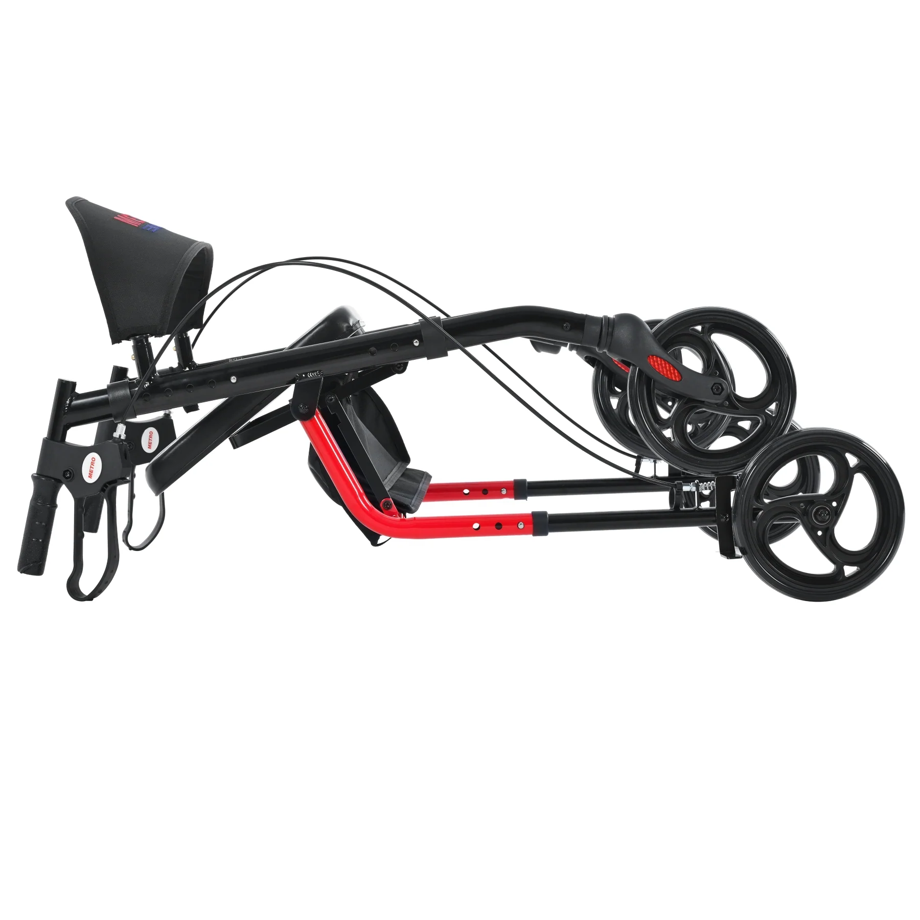 Metro Mobility M934 8" Big Wheels Rollator Walker with Seat for Seniors, Foldable Lightweight Rolling Walker for All Terrain, 300 lb. Weight Capacity, Red - Image 9