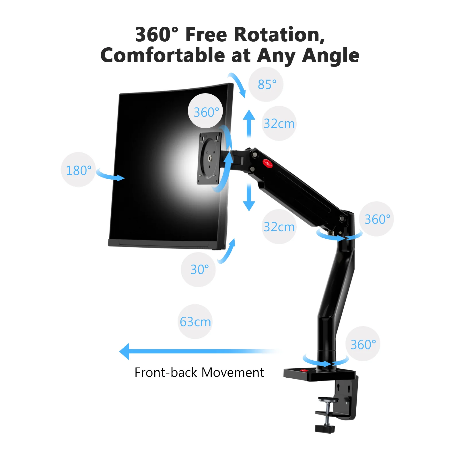 MS05 Monitor Mount, Gas Spring Monitor Desk Mount Monitor Arm - Image 2