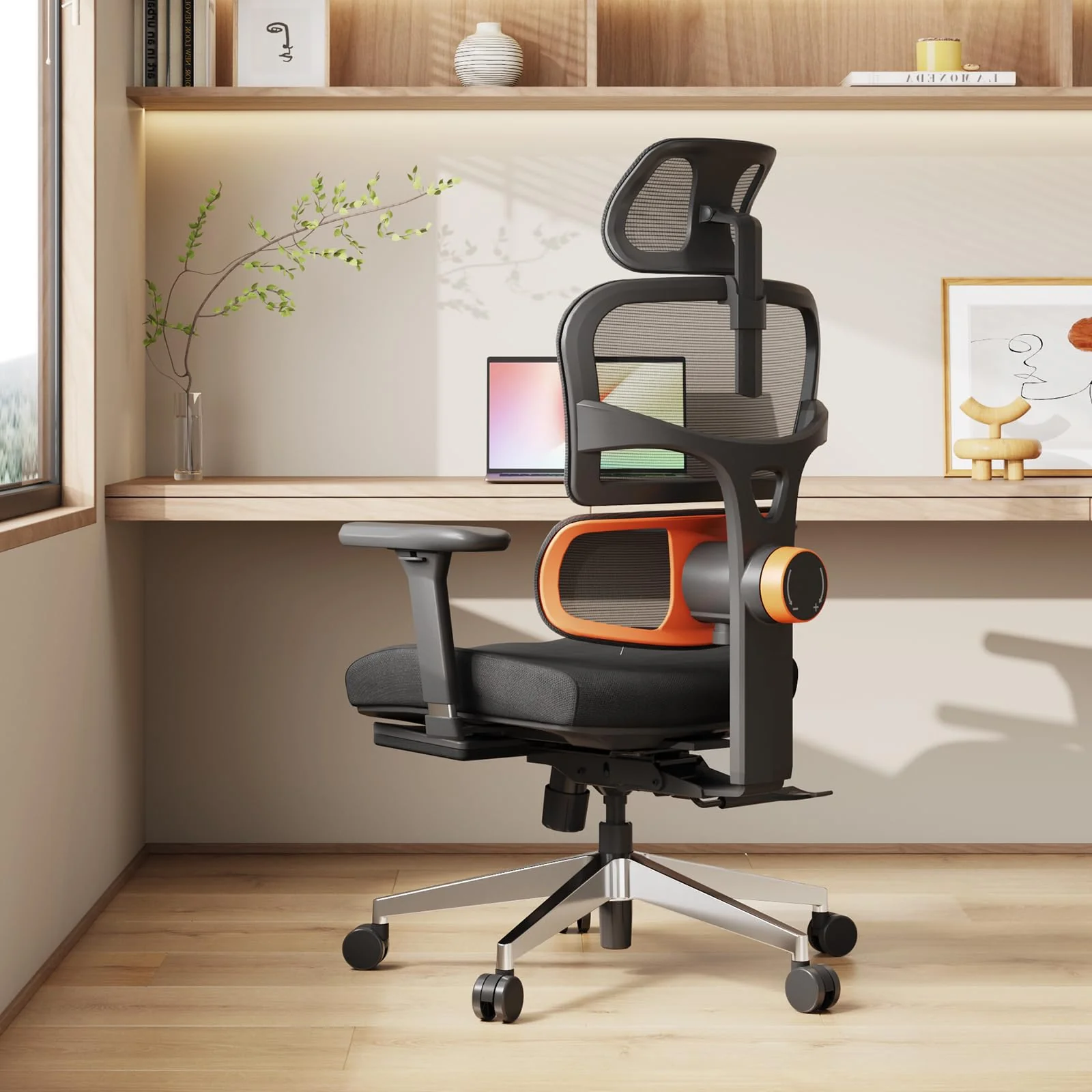 Newtral Ergonomic Office Chair with Footrest - 4D Armrest Recliner Chair - NT002+LAPD-BLACK - Image 3