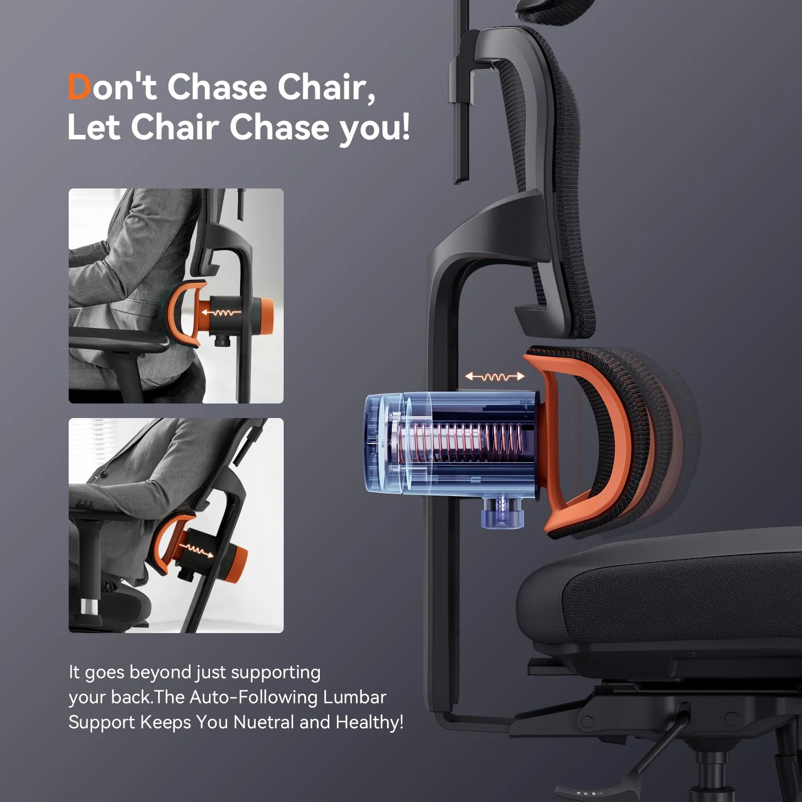 Newtral Ergonomic Office Chair with Footrest - 4D Armrest Recliner Chair - NT002+LAPD-BLACK - Image 6