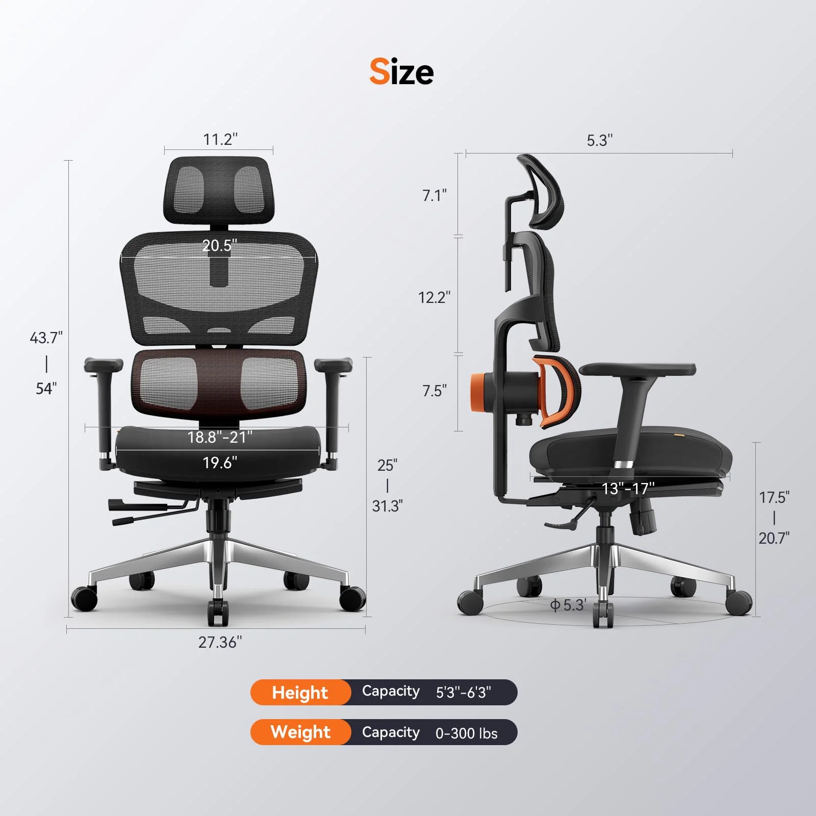 Newtral Ergonomic Office Chair with Footrest - 4D Armrest Recliner Chair - NT002+LAPD-BLACK - Image 7