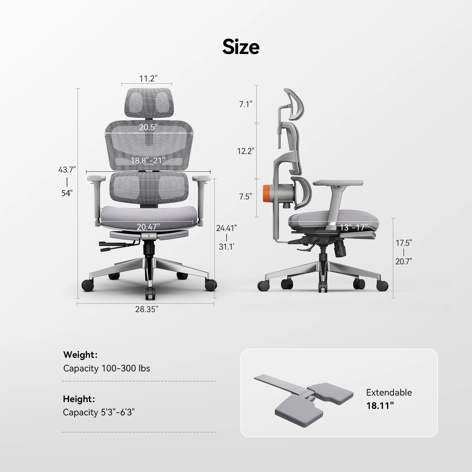Newtral Ergonomic Office Chair with Footrest - 4D Armrest Recliner Chair - Image 6
