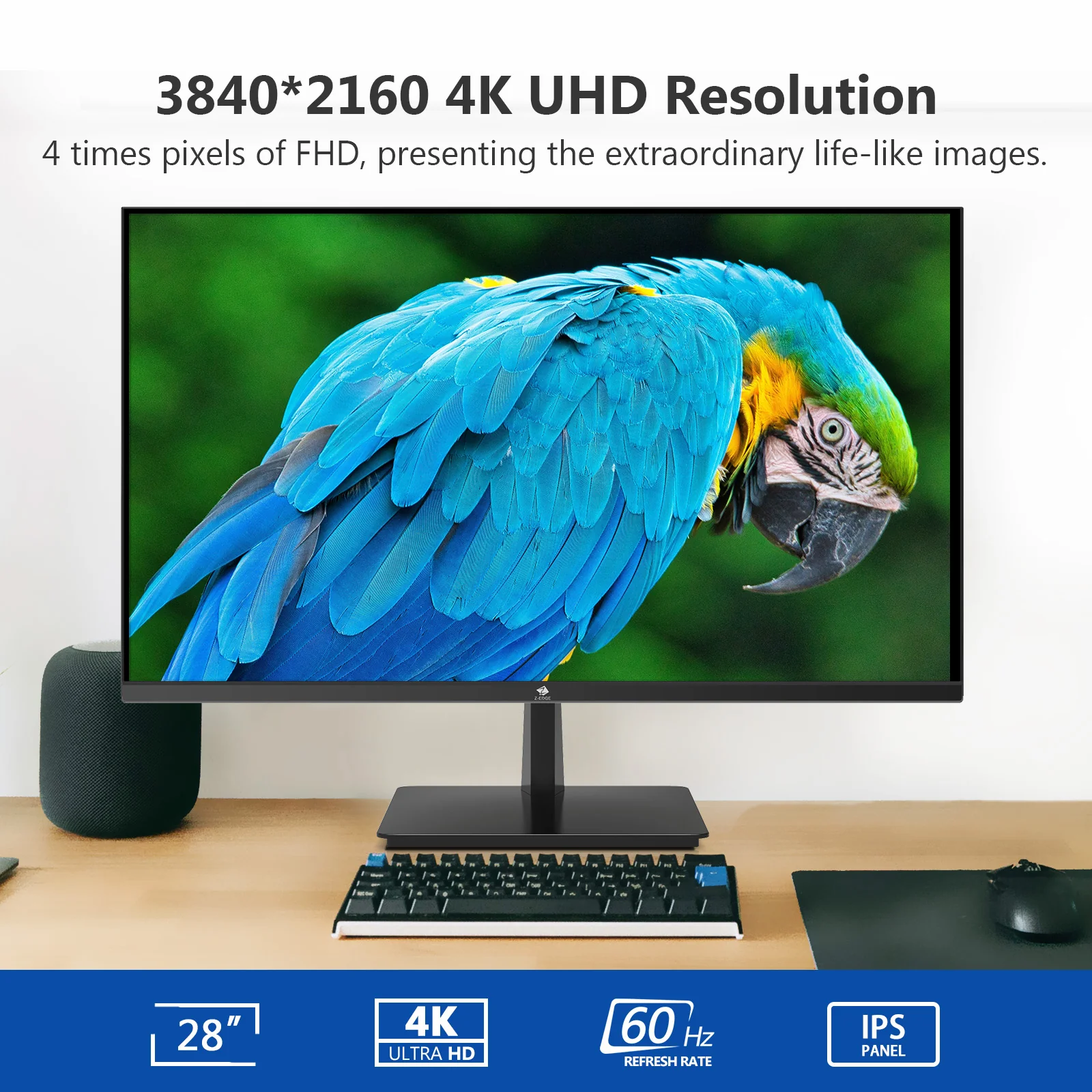 Refurbished: 28" 4K IPS Monitor UHD 3840x2160 120Hz, HDMI DP Port Eye-Care Tech - Image 2
