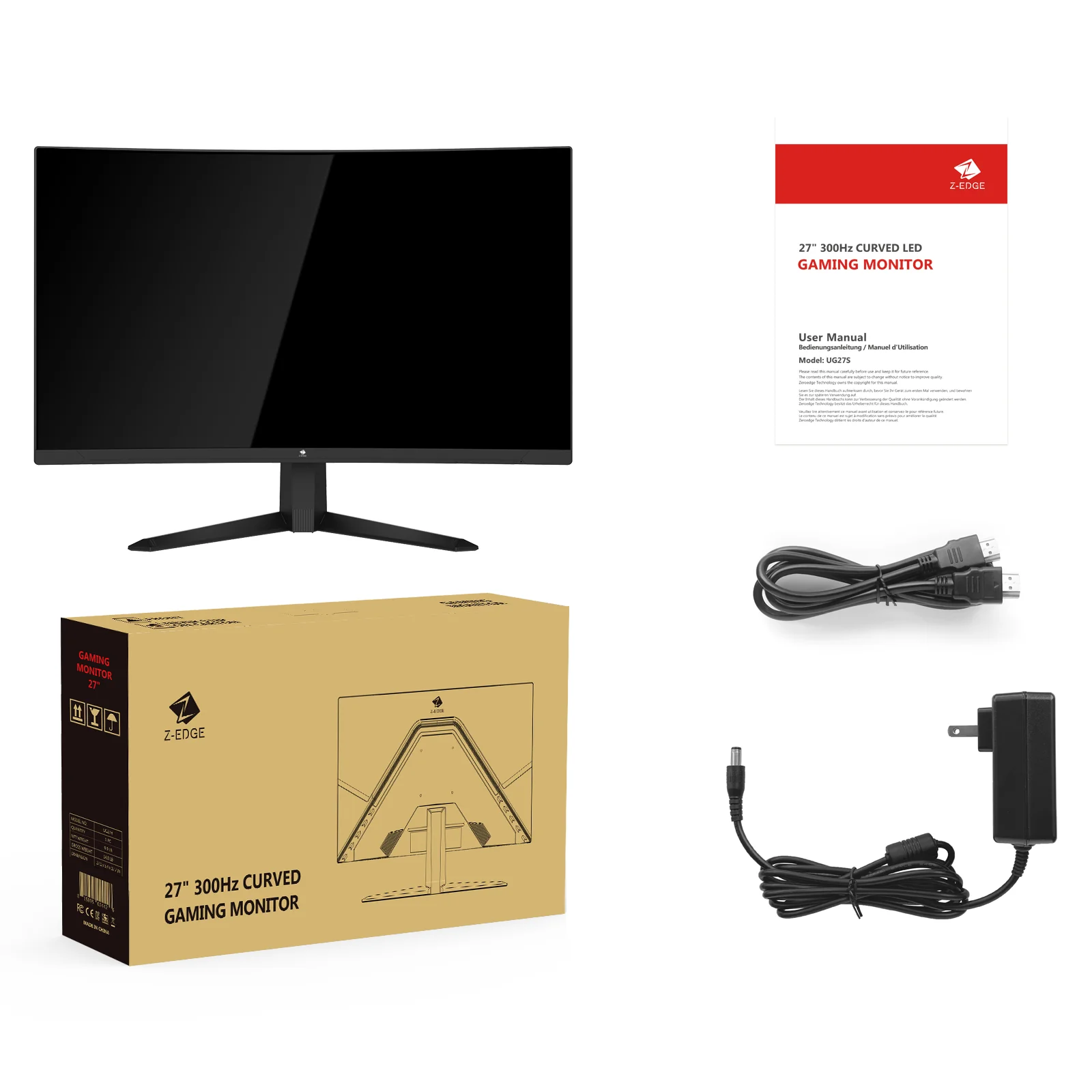 Refurbished: 27" 300Hz Curved Gaming Monitor, 1ms 16:9 FHD 1080P Frameless Curved Monitor - Image 8
