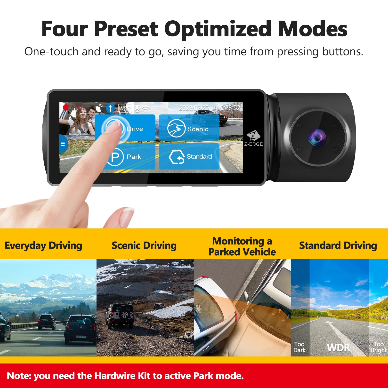 Refurbished: T3P 3-Channel Touch Screen 4K Dash Cam, 4K+1080P Front and Inside, 1600P+1080P+1080P Car Camera, WiFi&App Connection, IR Night Vision, Super Capacitor, Support 512GB Max (64GB Card Included) - Image 6