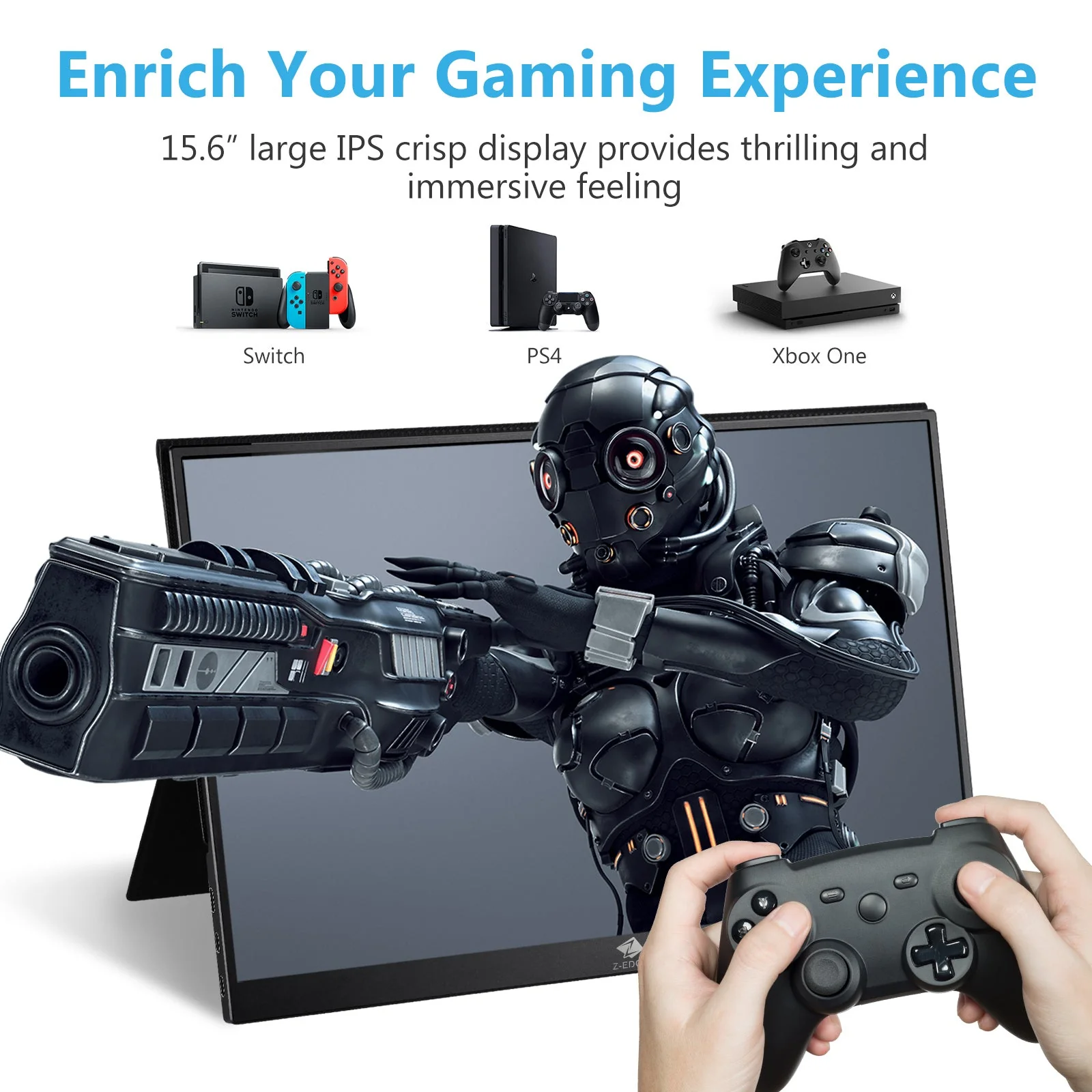 Refurbished: 15.6" IPS Portable Monitor FHD 60Hz USB-C HDMI Included Magnetic Case - Image 4