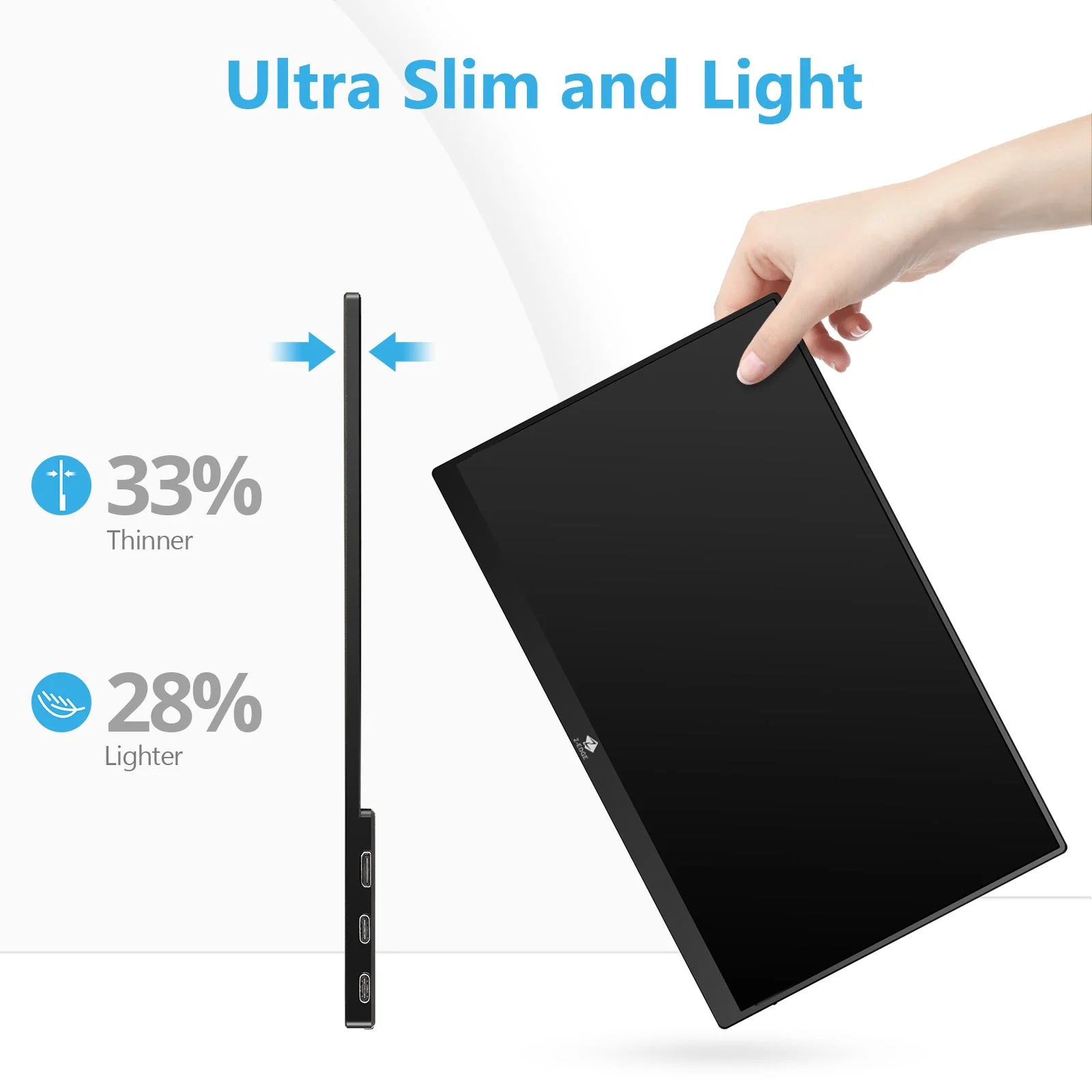 Refurbished: 15.6" IPS Portable Monitor FHD 60Hz USB-C HDMI Included Magnetic Case - Image 6