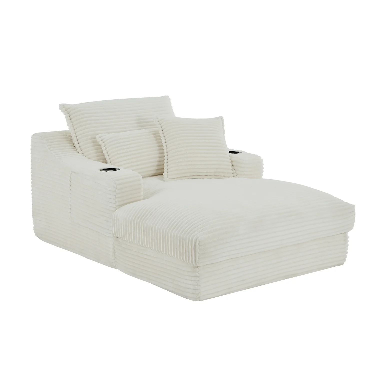 Single-Seat Sofa with Faux Two-Layer Design – Removable Cushions, Cup Holder & Magazine Pocket, 300 lbs Capacity