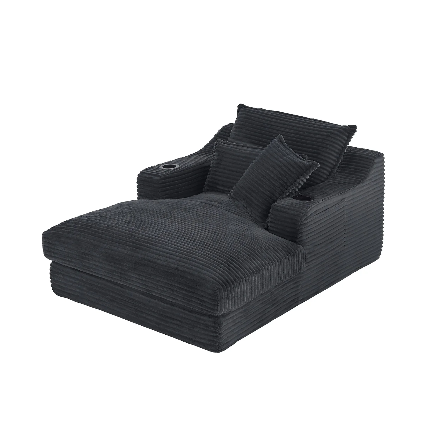 Single-Seat Sofa with Faux Two-Layer Design – Removable Cushions, Cup Holder & Magazine Pocket, 300 lbs Capacity - Image 15