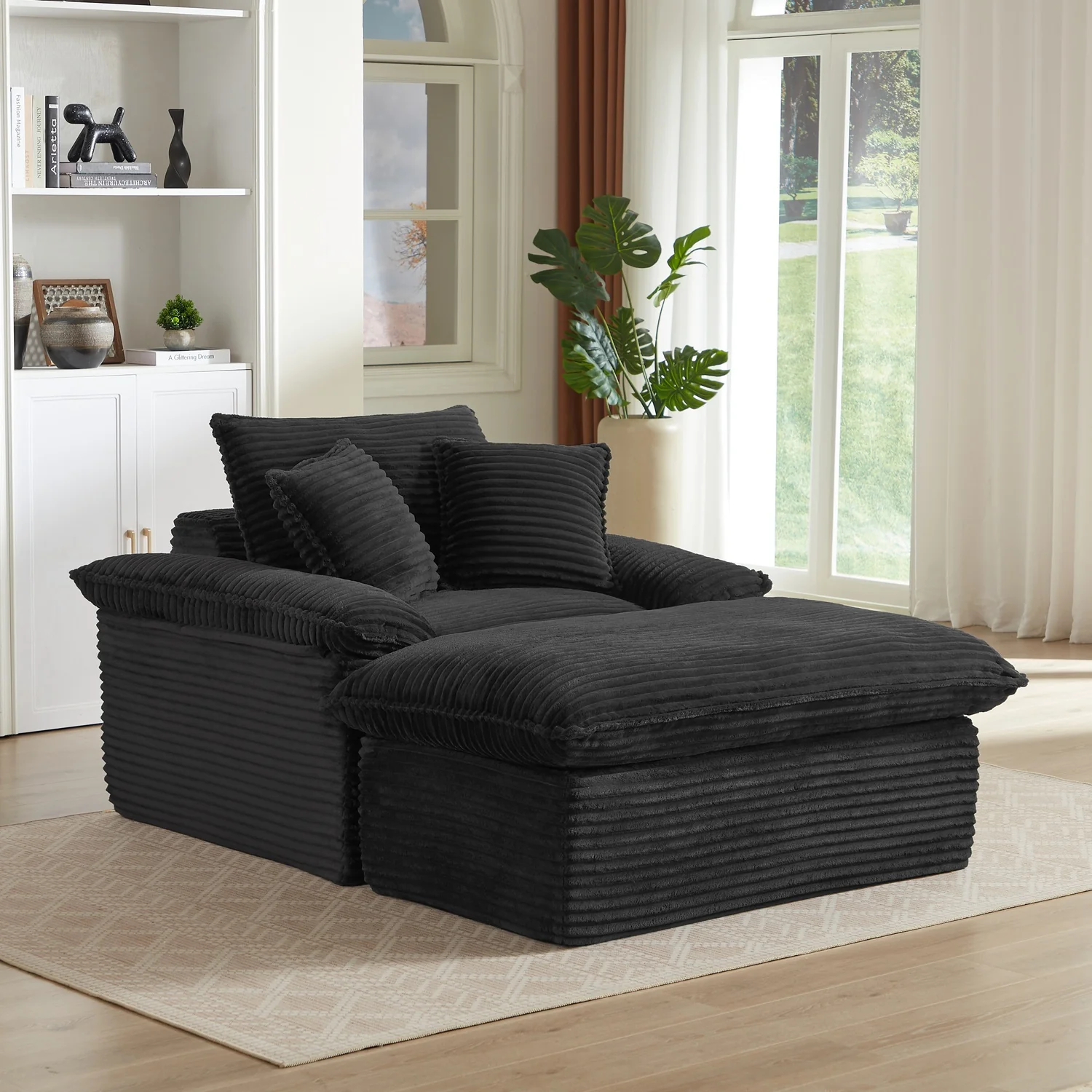 Large Single-Seat Sofa with Ottoman – Modular Design, Removable & Washable Covers, 300 lbs Capacity - Image 11