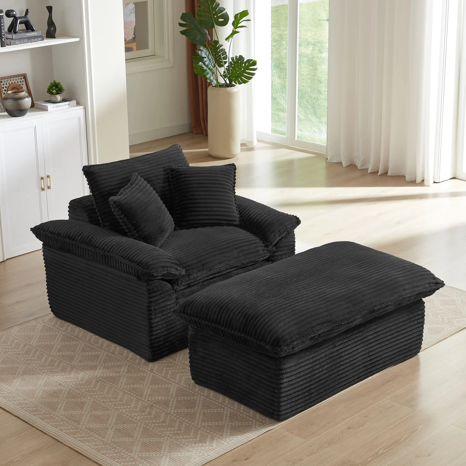 Large Single-Seat Sofa with Ottoman – Modular Design, Removable & Washable Covers, 300 lbs Capacity - Image 13