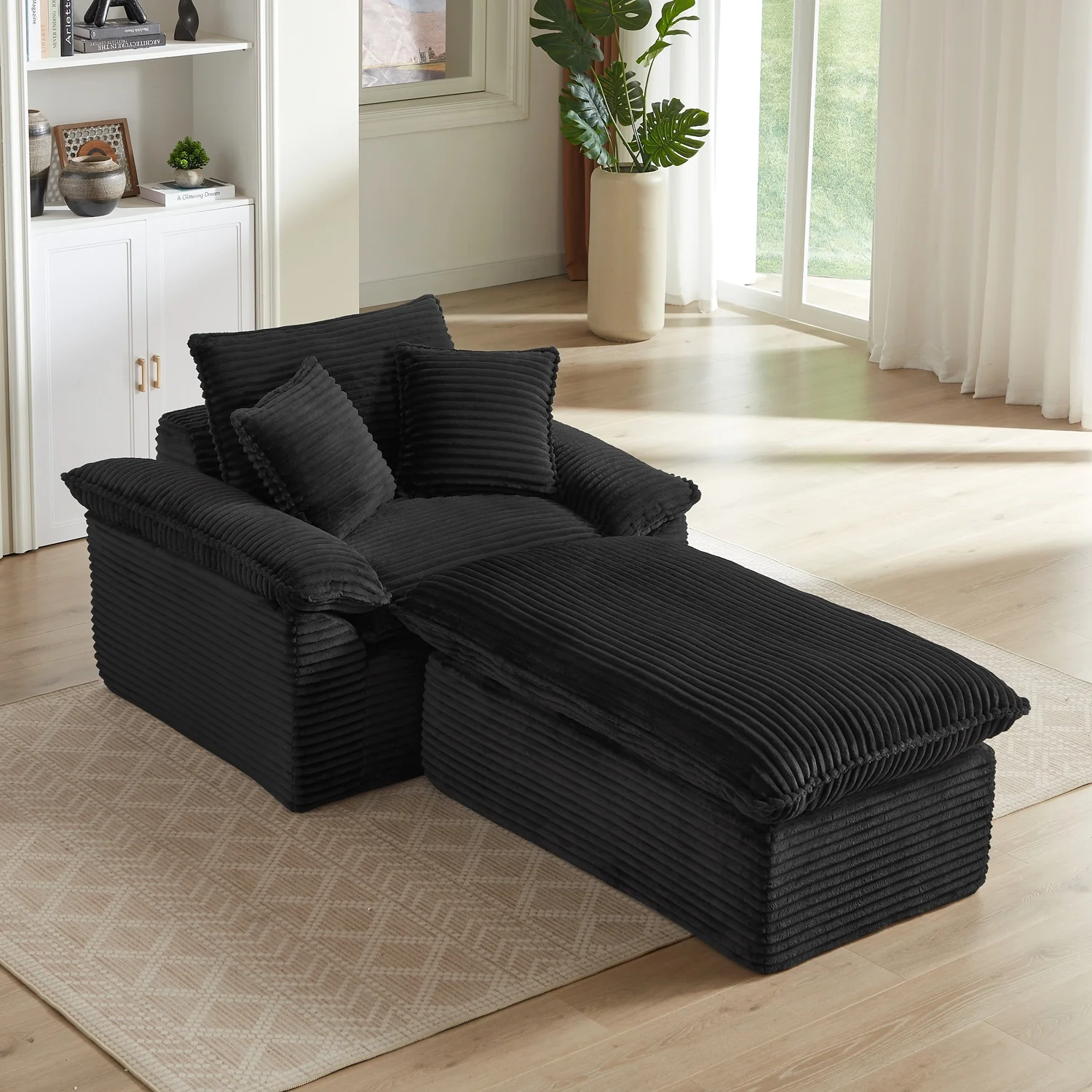 Large Single-Seat Sofa with Ottoman – Modular Design, Removable & Washable Covers, 300 lbs Capacity - Image 14