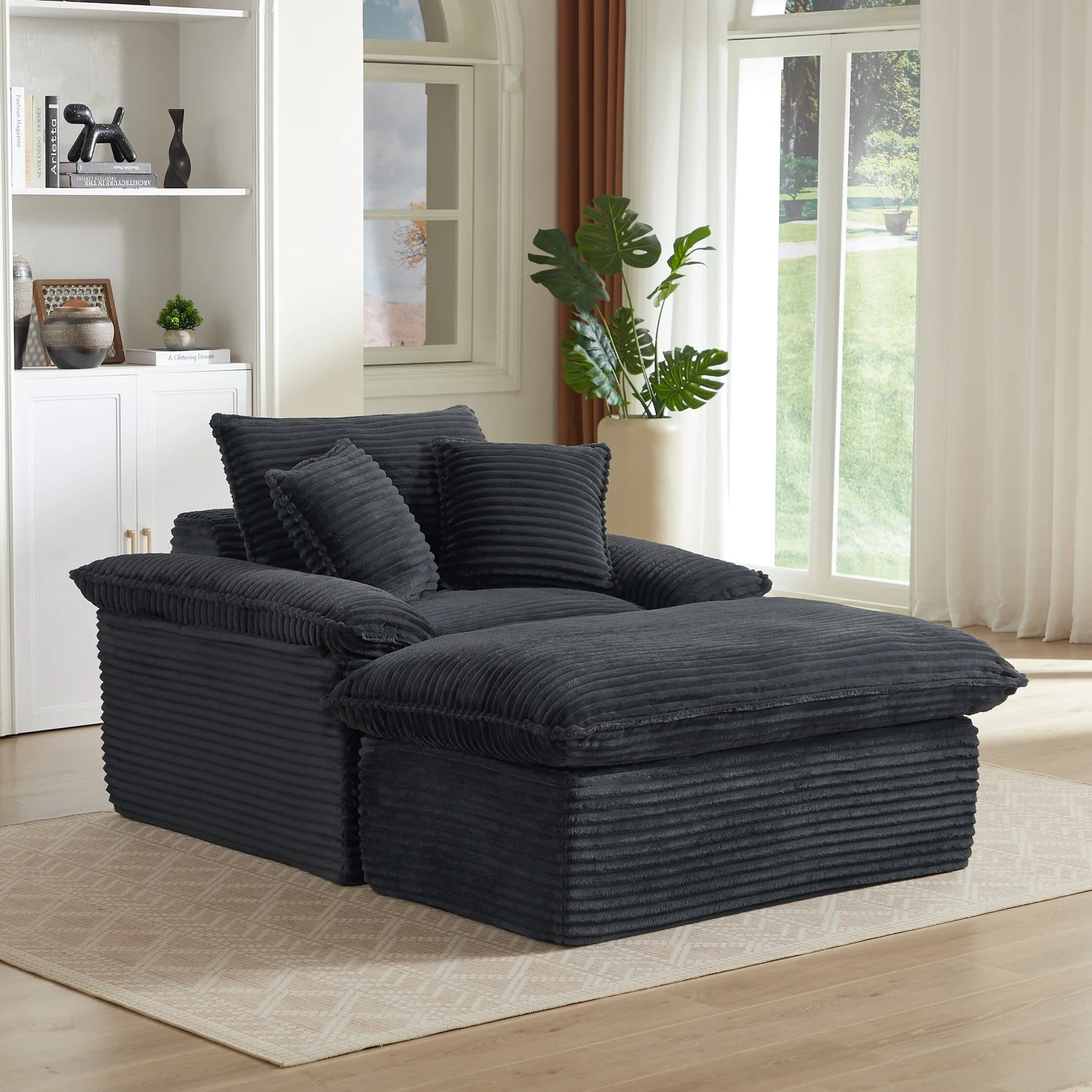 Large Single-Seat Sofa with Ottoman – Modular Design, Removable & Washable Covers, 300 lbs Capacity - Image 19