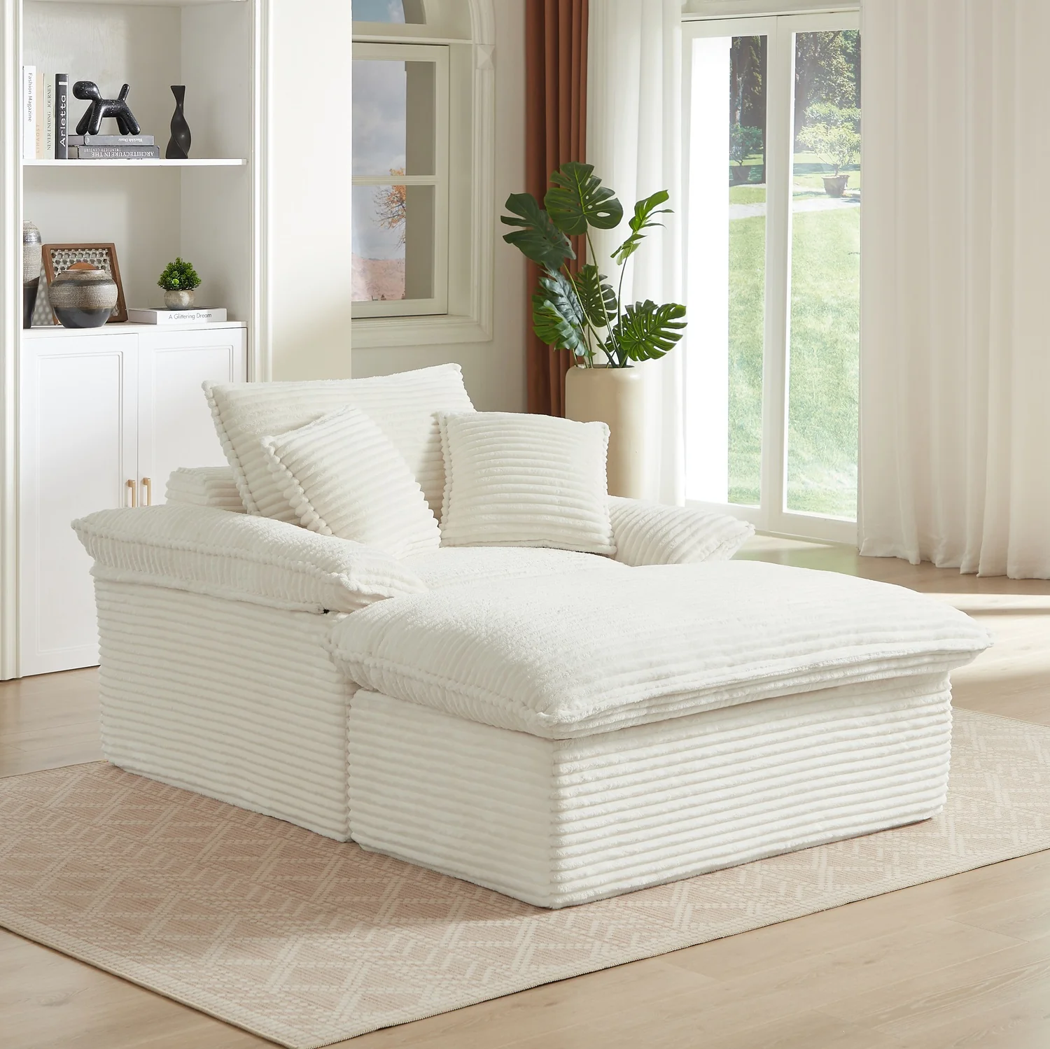 Large Single-Seat Sofa with Ottoman – Modular Design, Removable & Washable Covers, 300 lbs Capacity - Image 2
